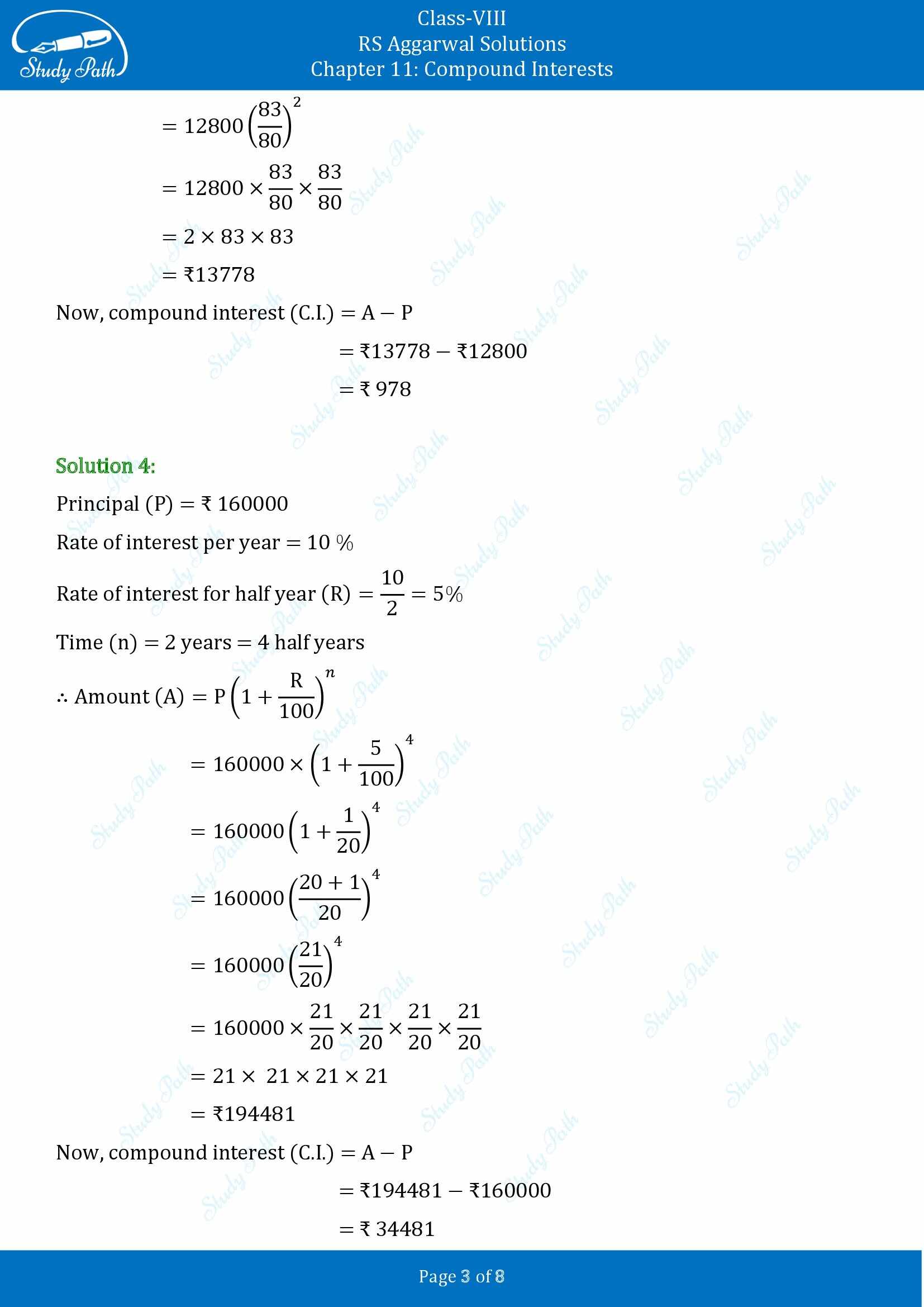 RS Aggarwal Solutions Class 8 Chapter 11 Compound Interests Exercise 11C 00003