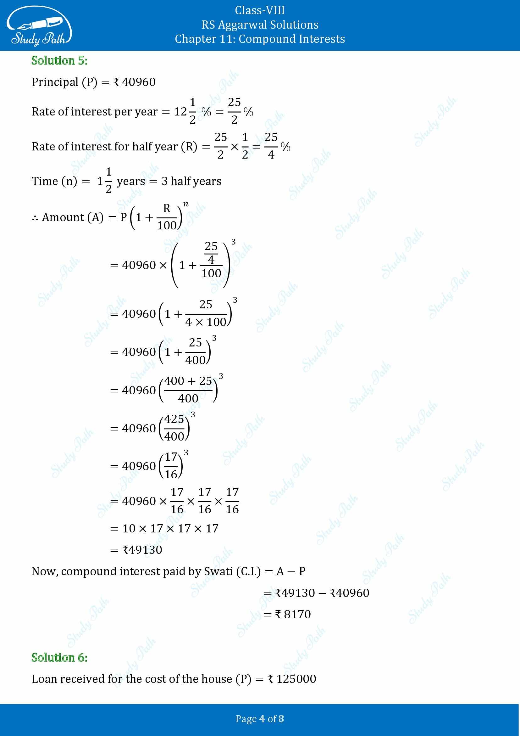 RS Aggarwal Solutions Class 8 Chapter 11 Compound Interests Exercise 11C 00004