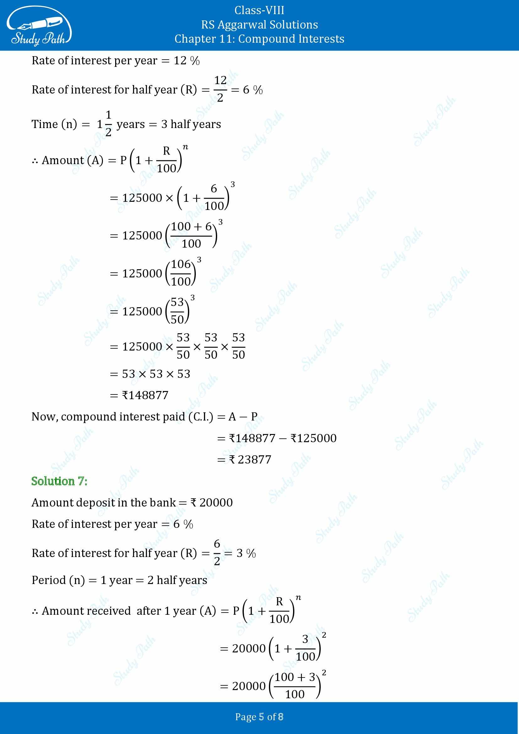 RS Aggarwal Solutions Class 8 Chapter 11 Compound Interests Exercise 11C 00005