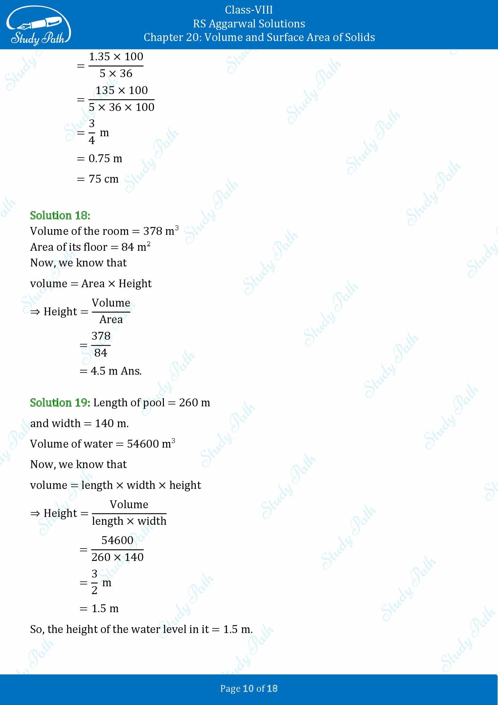 RS Aggarwal Solutions Class 8 Chapter 20 Volume and Surface Area of Solids Exercise 20A 00010