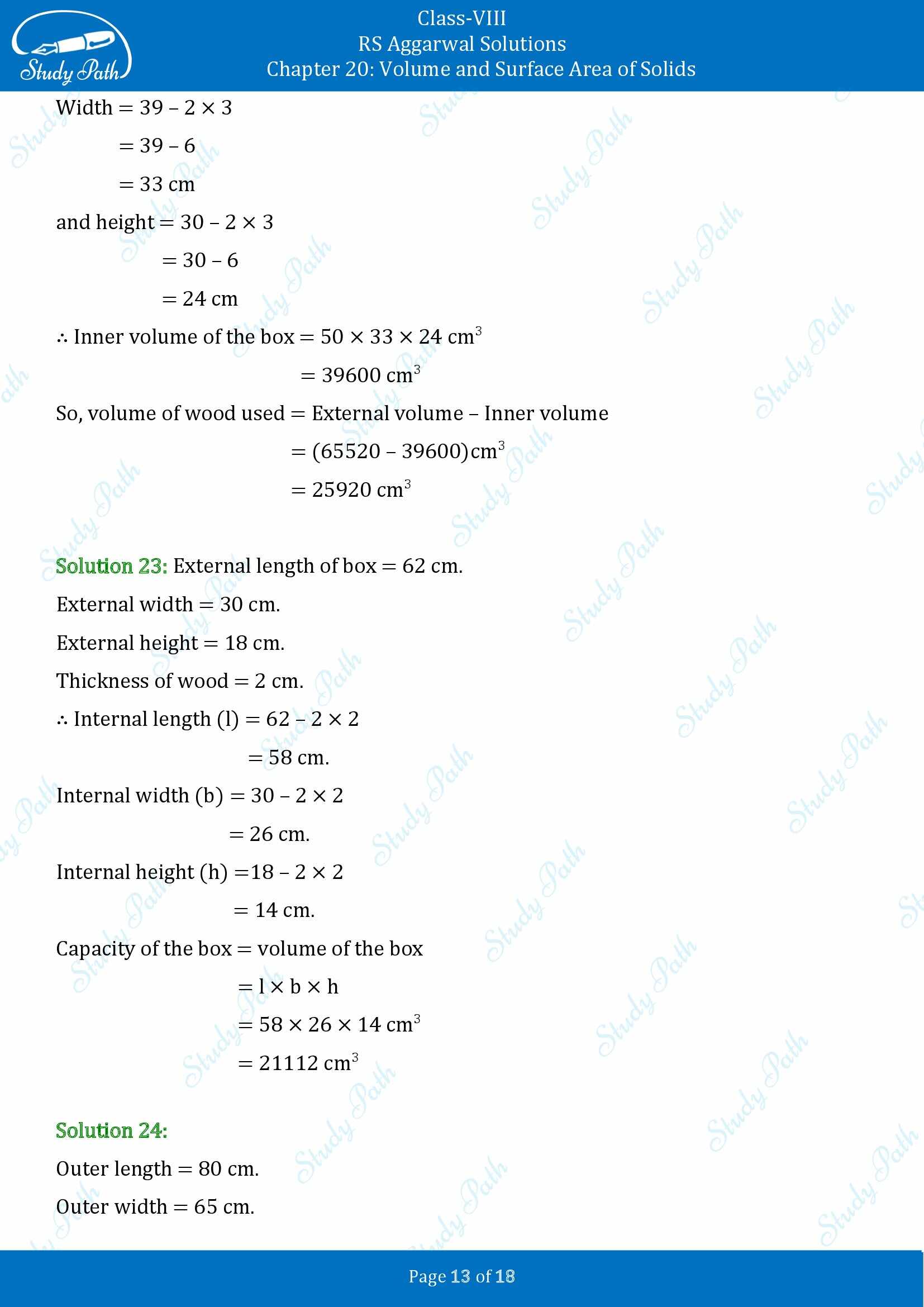 RS Aggarwal Solutions Class 8 Chapter 20 Volume and Surface Area of Solids Exercise 20A 00013