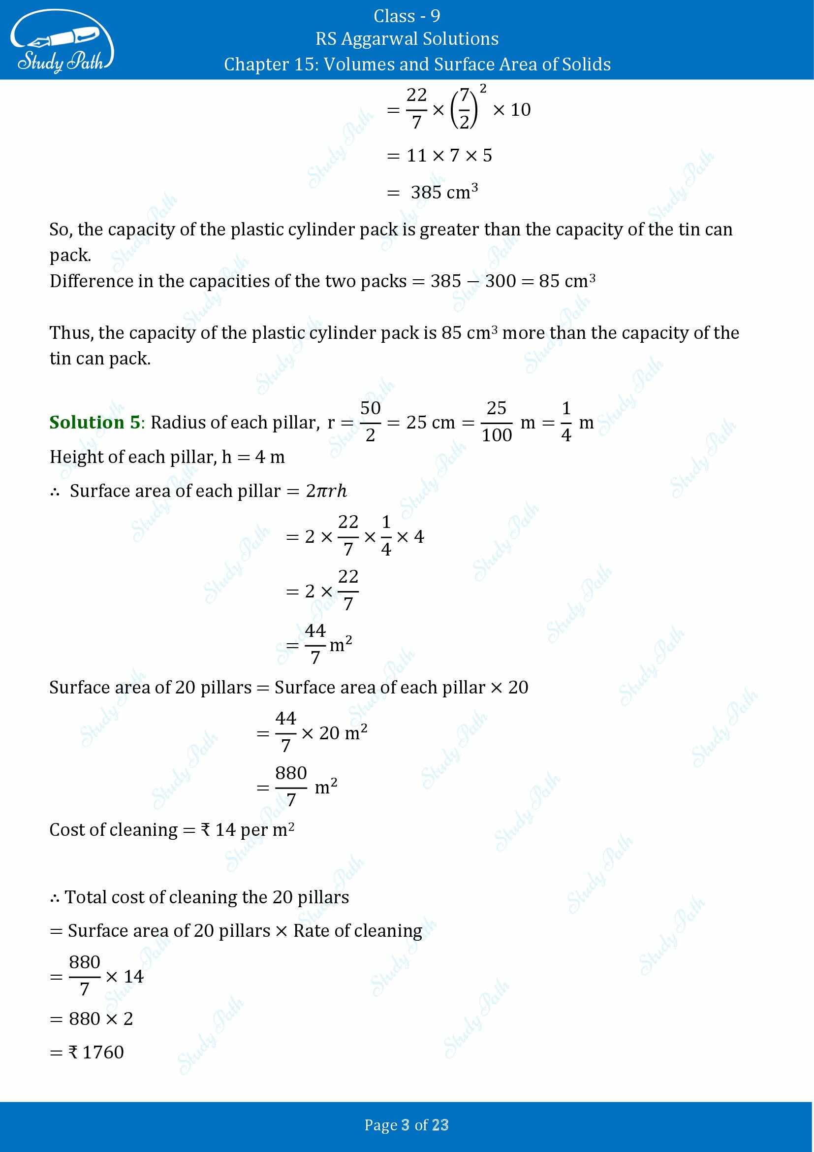 RS Aggarwal Solutions Class 9 Chapter 15 Volumes and Surface Area of Solids Exercise 15B 00003