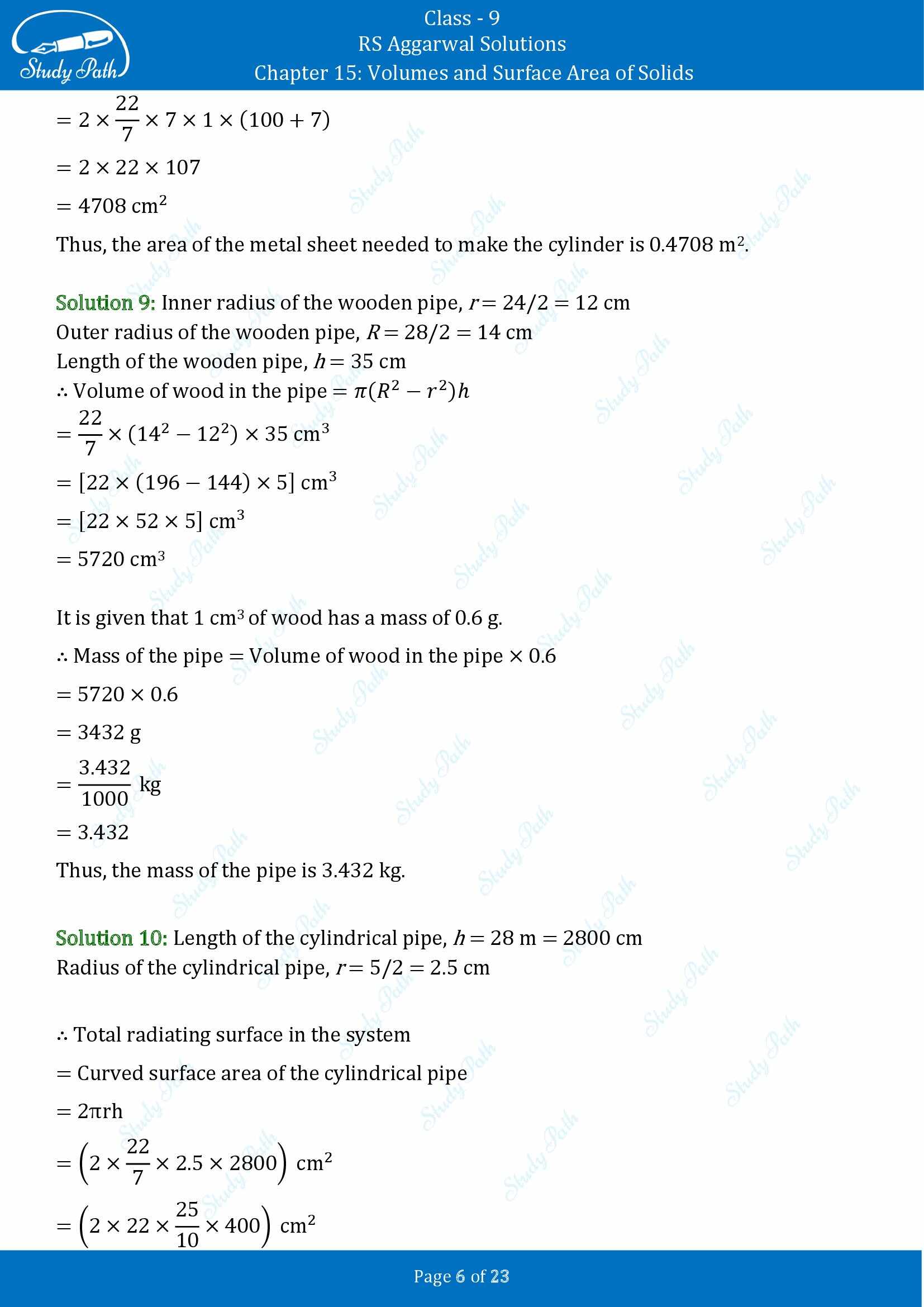 RS Aggarwal Solutions Class 9 Chapter 15 Volumes and Surface Area of Solids Exercise 15B 00006
