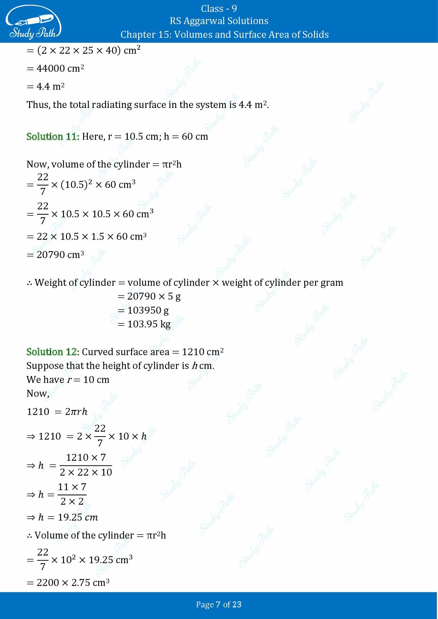 RS Aggarwal Solutions Class 9 Chapter 15 Volumes and Surface Area of Solids Exercise 15B 00007