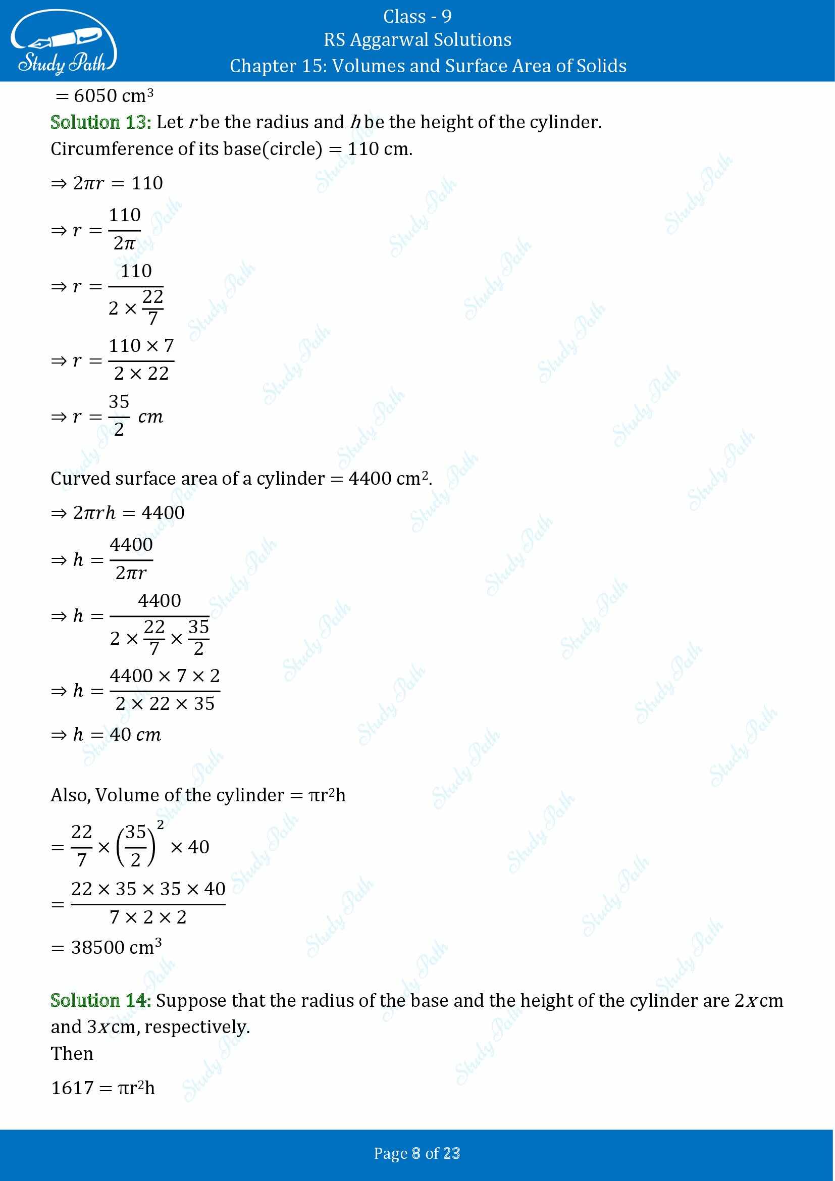 RS Aggarwal Solutions Class 9 Chapter 15 Volumes and Surface Area of Solids Exercise 15B 00008