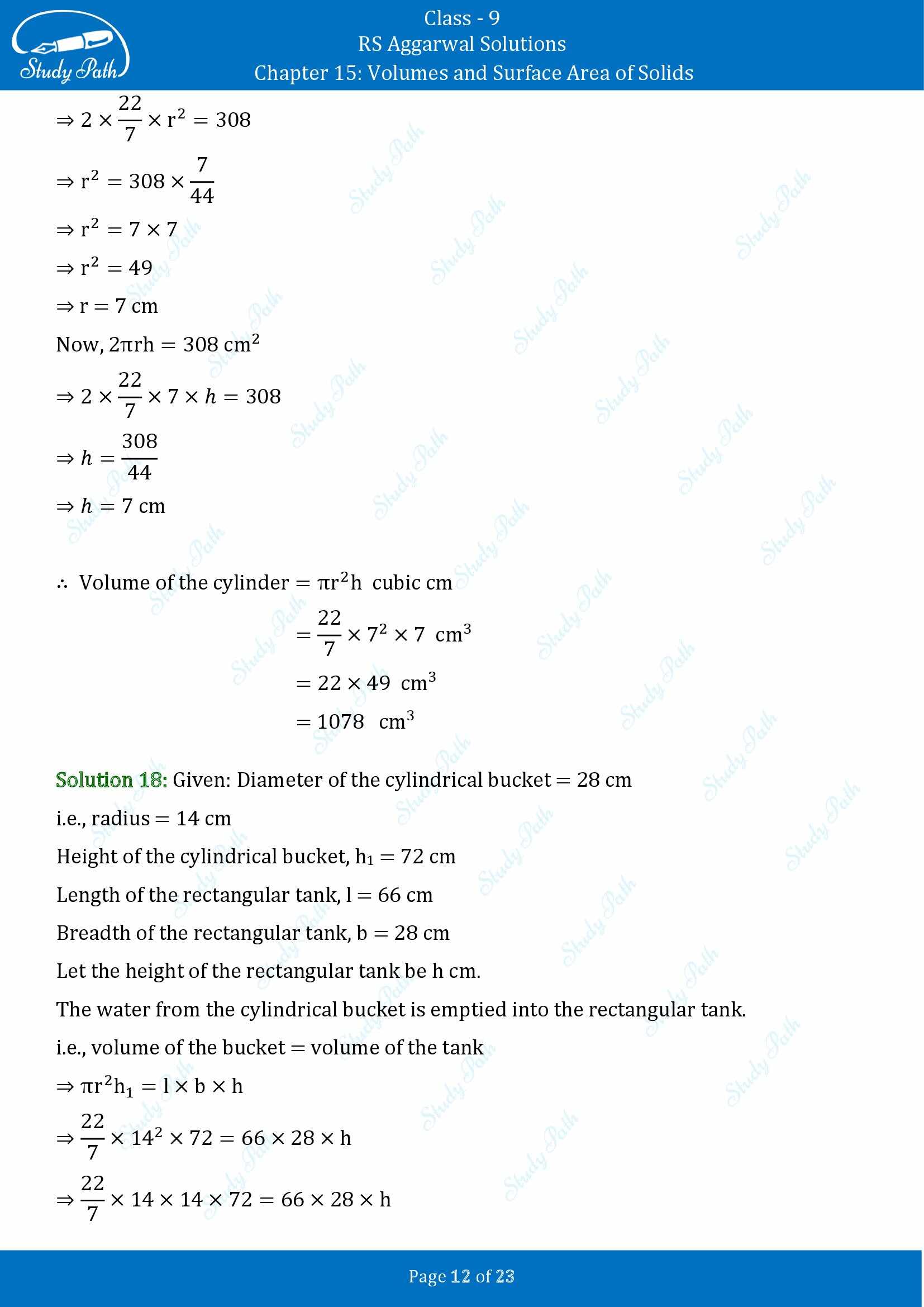 RS Aggarwal Solutions Class 9 Chapter 15 Volumes and Surface Area of Solids Exercise 15B 00012