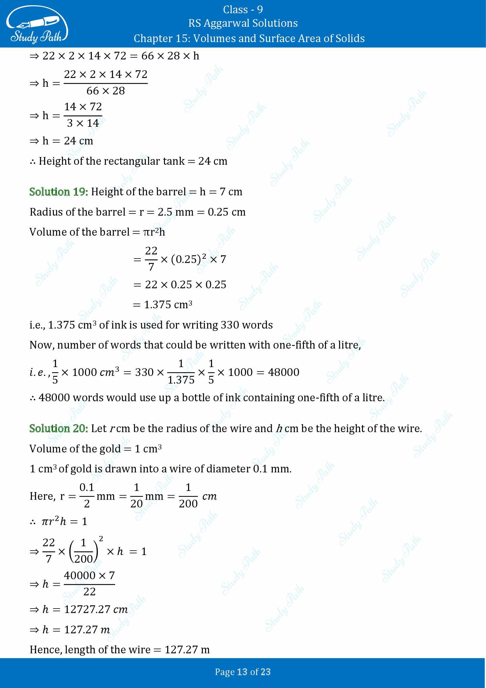 RS Aggarwal Solutions Class 9 Chapter 15 Volumes and Surface Area of Solids Exercise 15B 00013