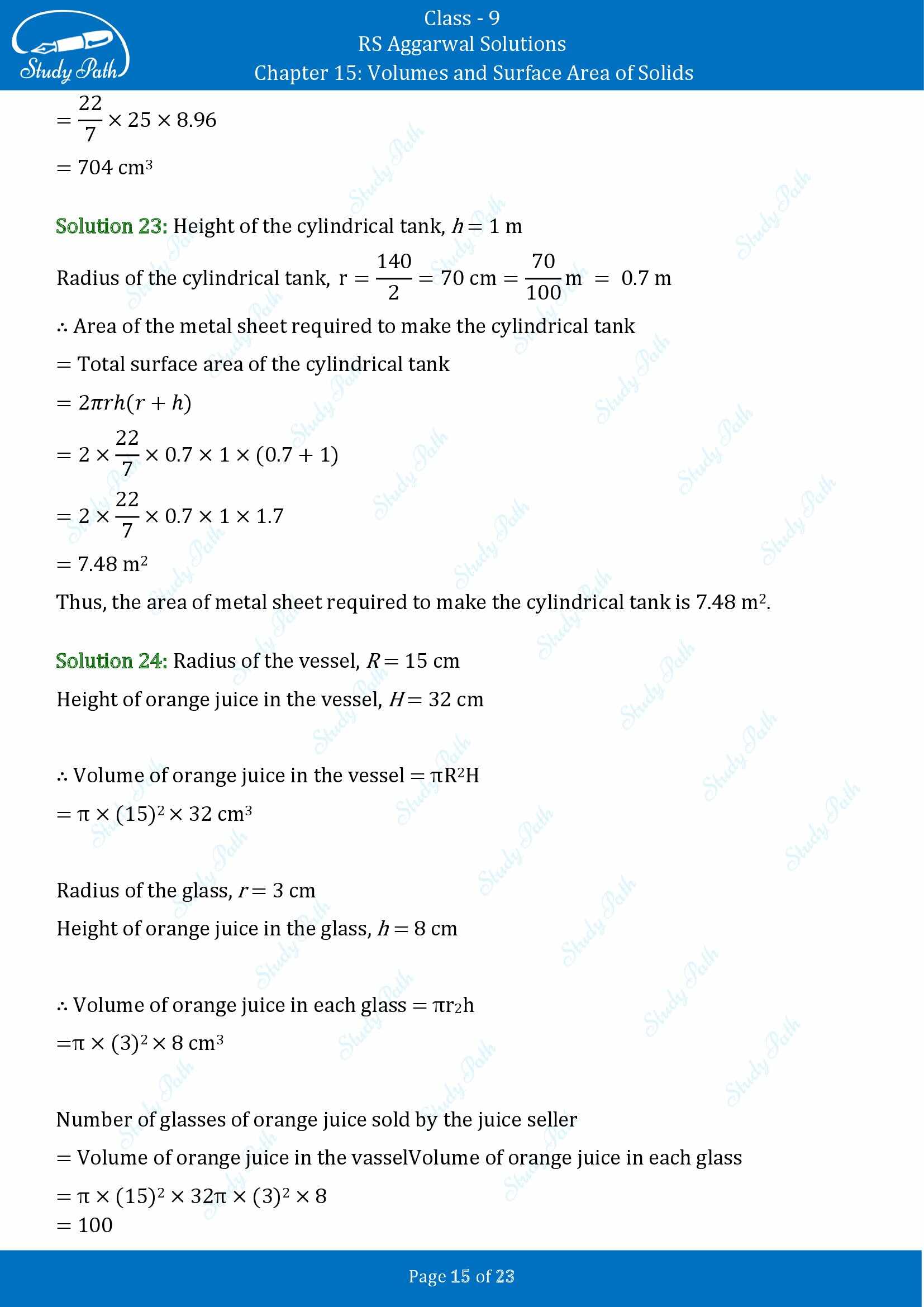 RS Aggarwal Solutions Class 9 Chapter 15 Volumes and Surface Area of Solids Exercise 15B 00015
