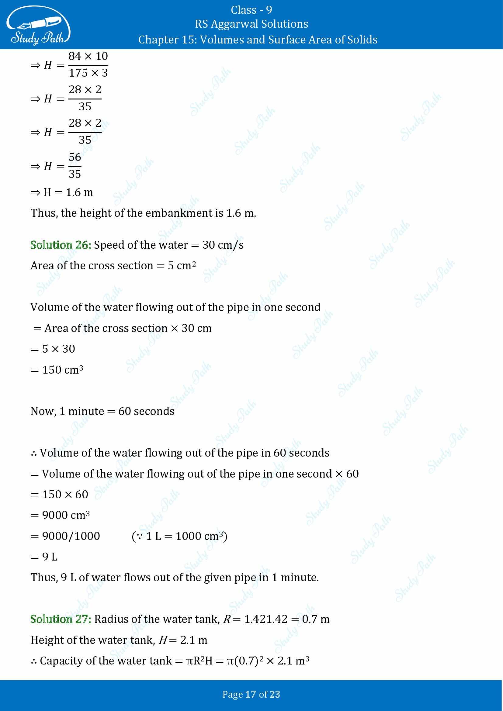 RS Aggarwal Solutions Class 9 Chapter 15 Volumes and Surface Area of Solids Exercise 15B 00017