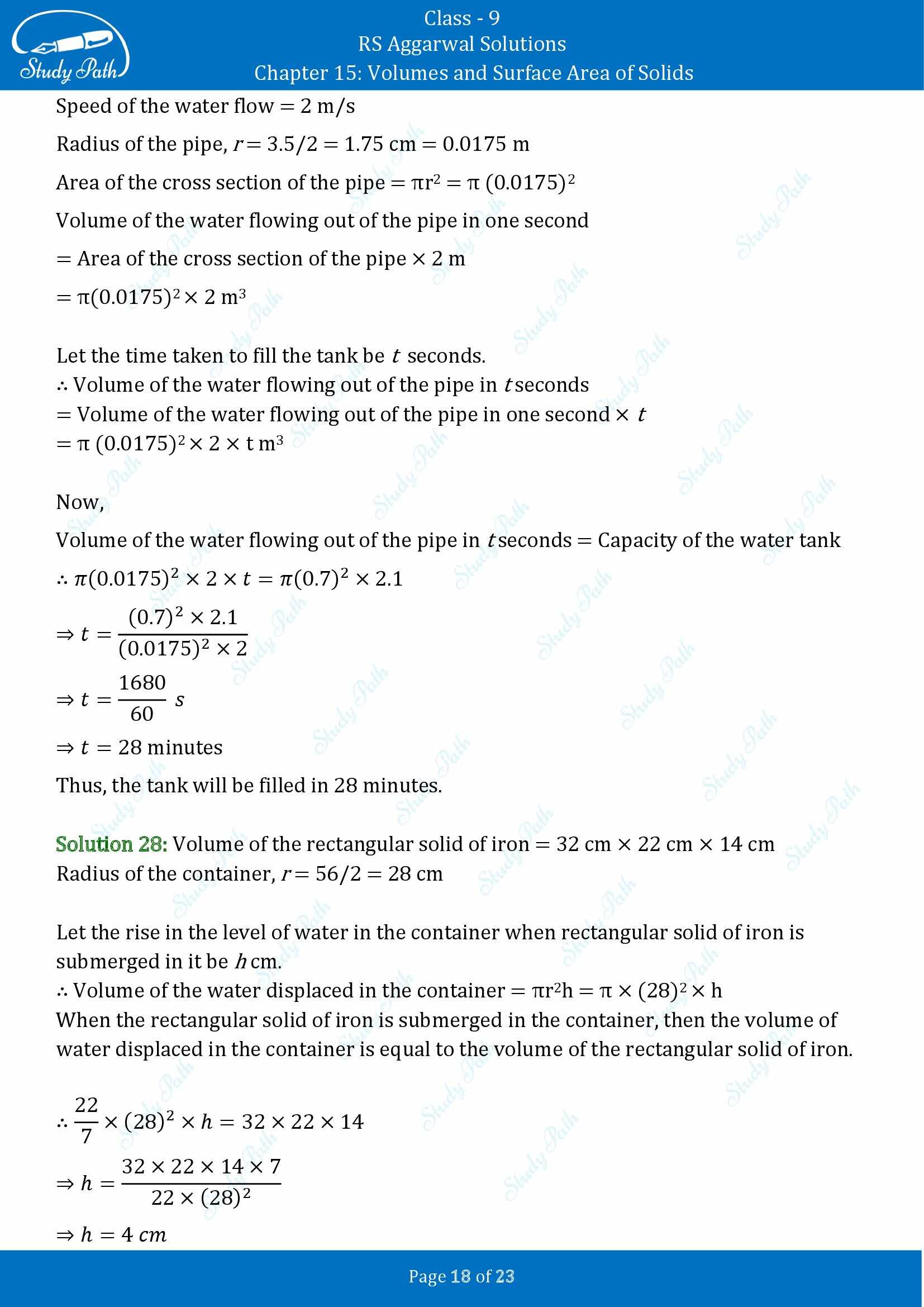 RS Aggarwal Solutions Class 9 Chapter 15 Volumes and Surface Area of Solids Exercise 15B 00018