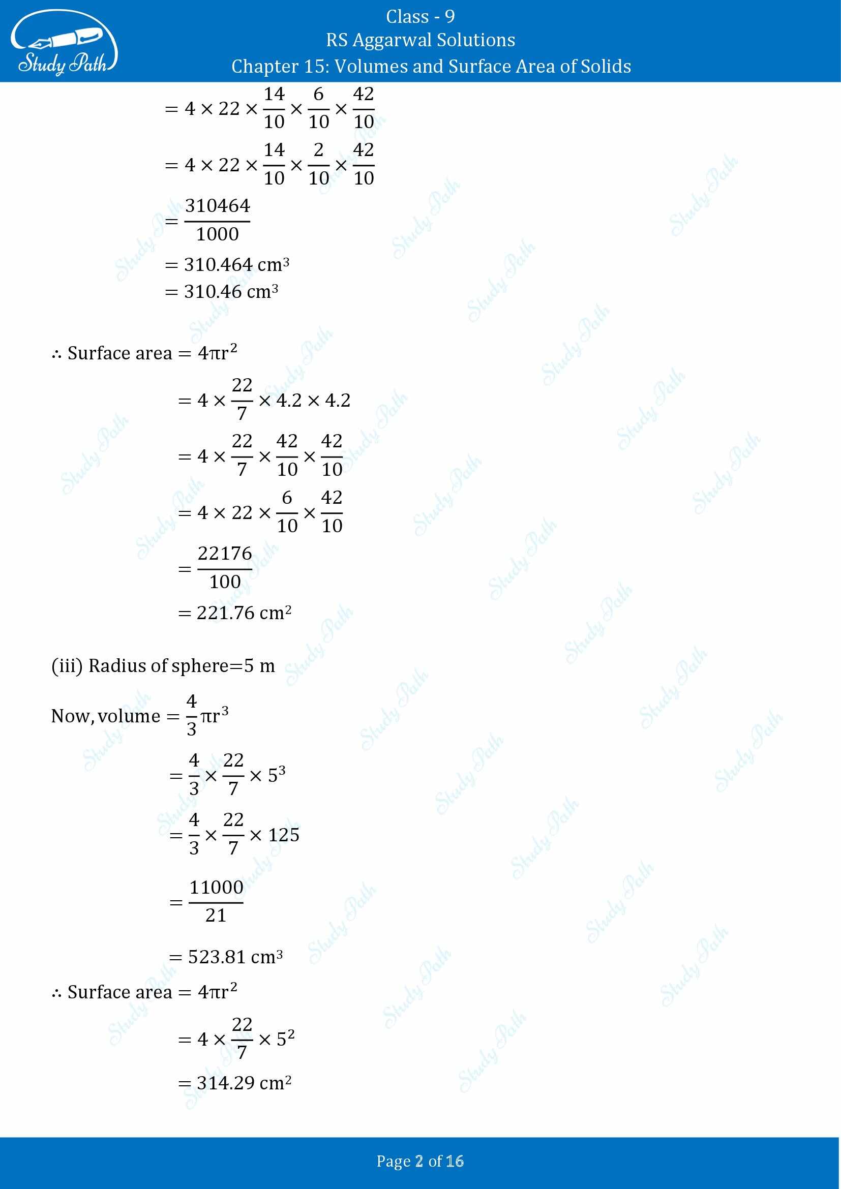 RS Aggarwal Solutions Class 9 Chapter 15 Volumes and Surface Area of Solids Exercise 15D 00002