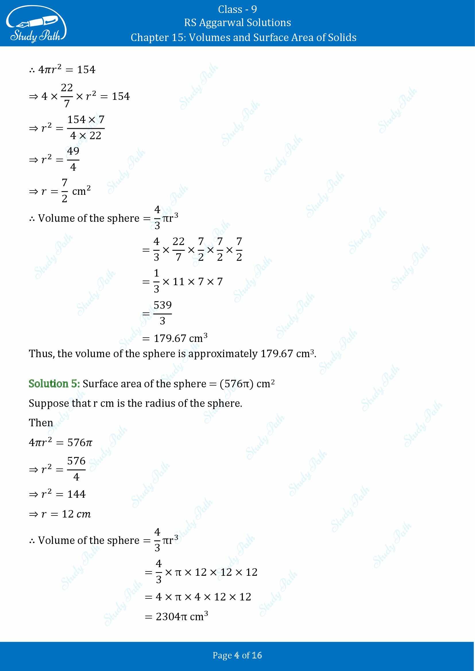 RS Aggarwal Solutions Class 9 Chapter 15 Volumes and Surface Area of Solids Exercise 15D 00004