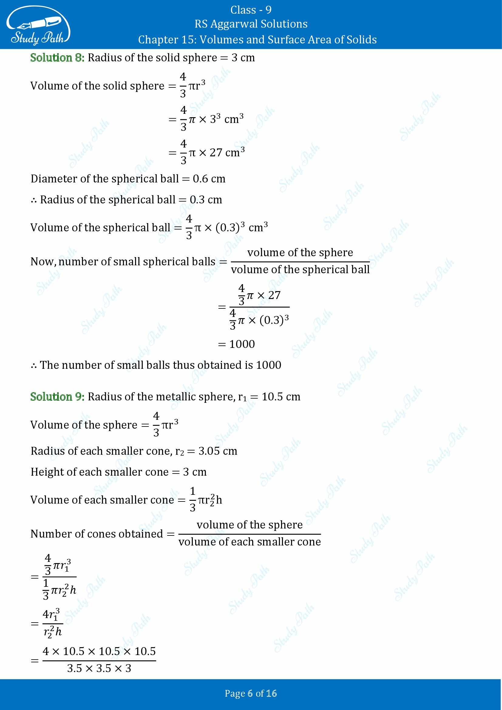 RS Aggarwal Solutions Class 9 Chapter 15 Volumes and Surface Area of Solids Exercise 15D 00006
