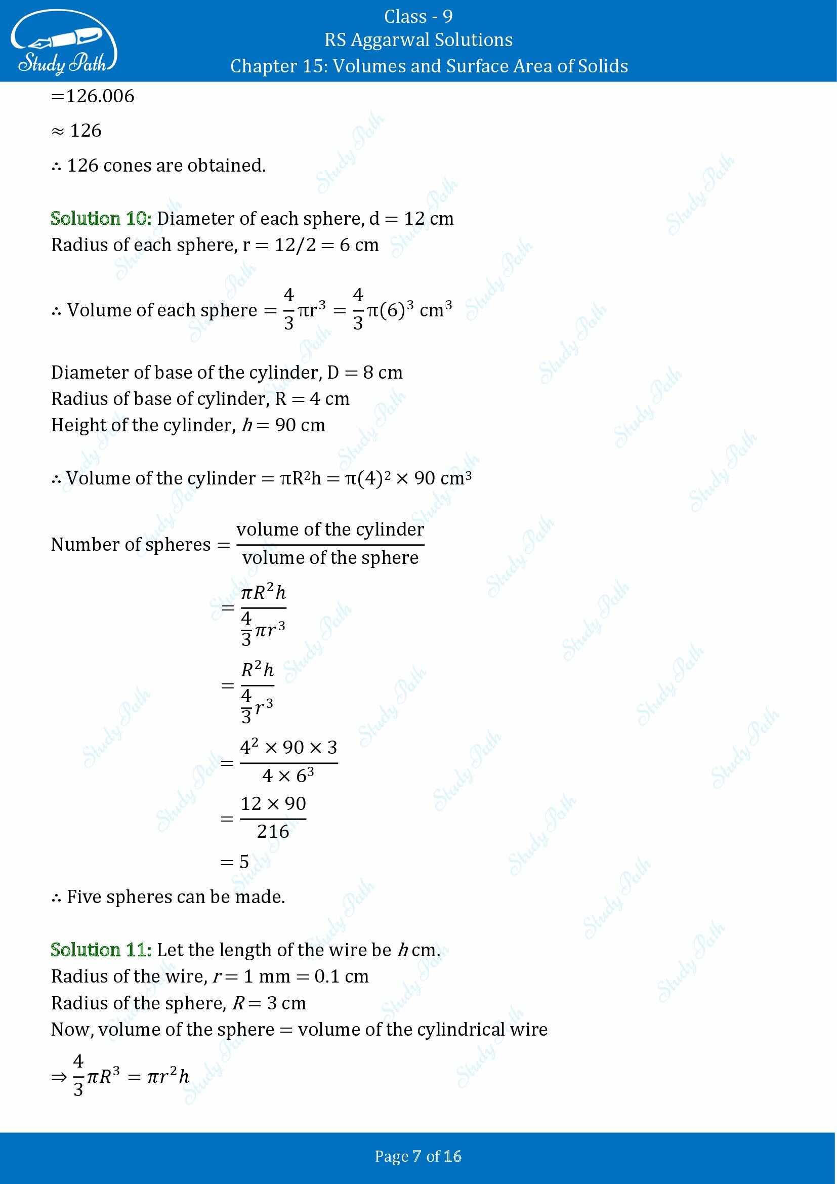 RS Aggarwal Solutions Class 9 Chapter 15 Volumes and Surface Area of Solids Exercise 15D 00007