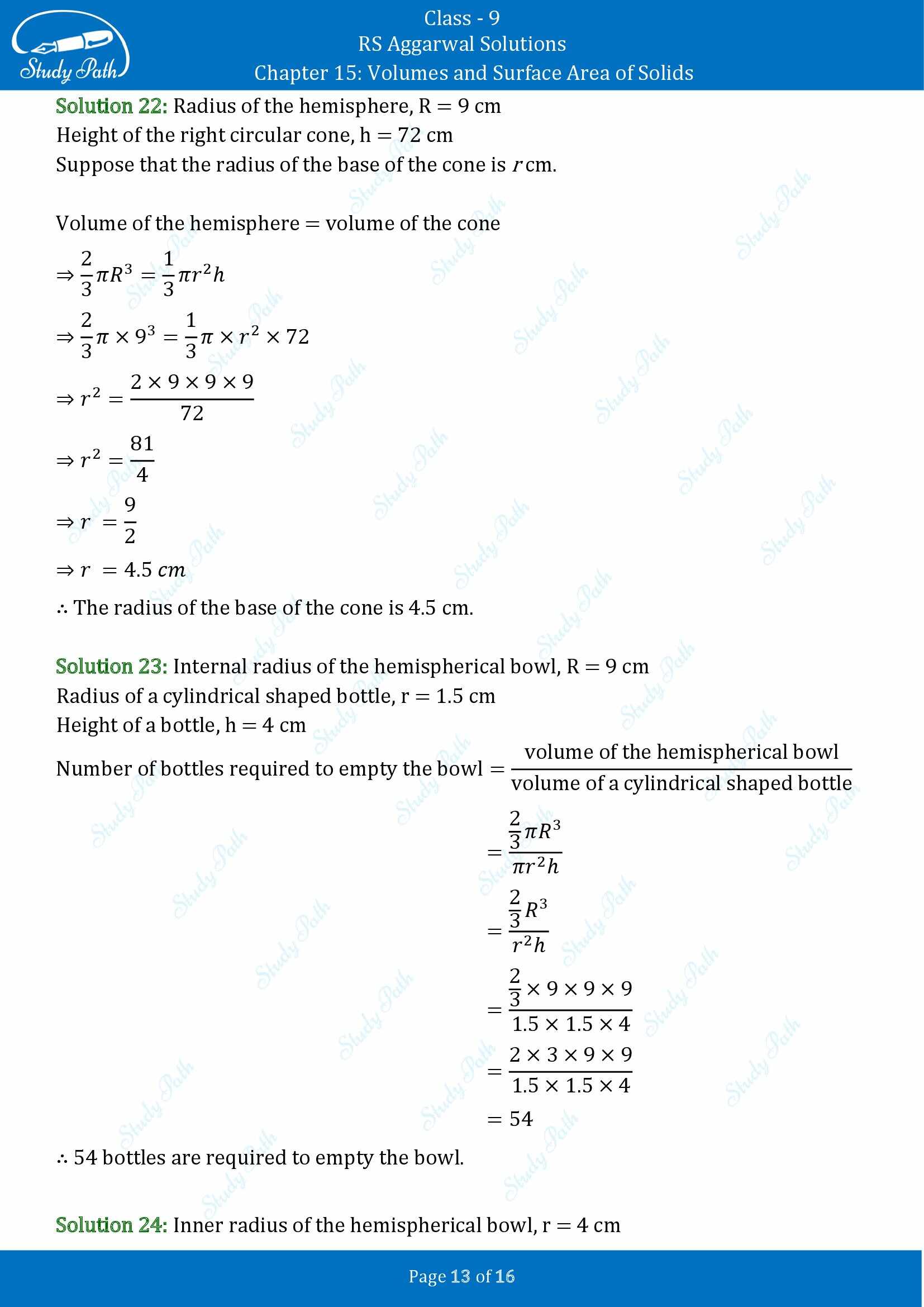 RS Aggarwal Solutions Class 9 Chapter 15 Volumes and Surface Area of Solids Exercise 15D 00013