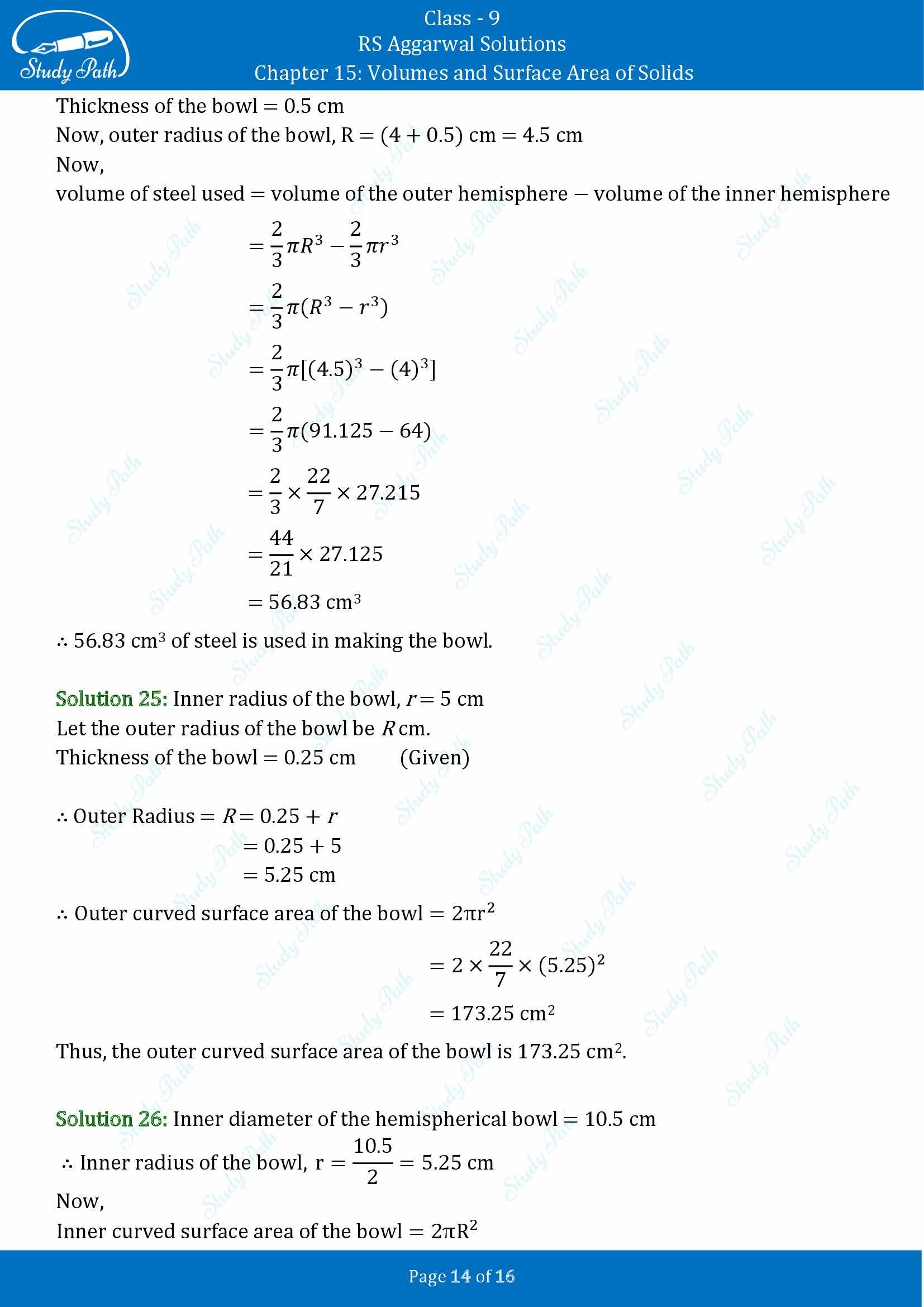 RS Aggarwal Solutions Class 9 Chapter 15 Volumes and Surface Area of Solids Exercise 15D 00014