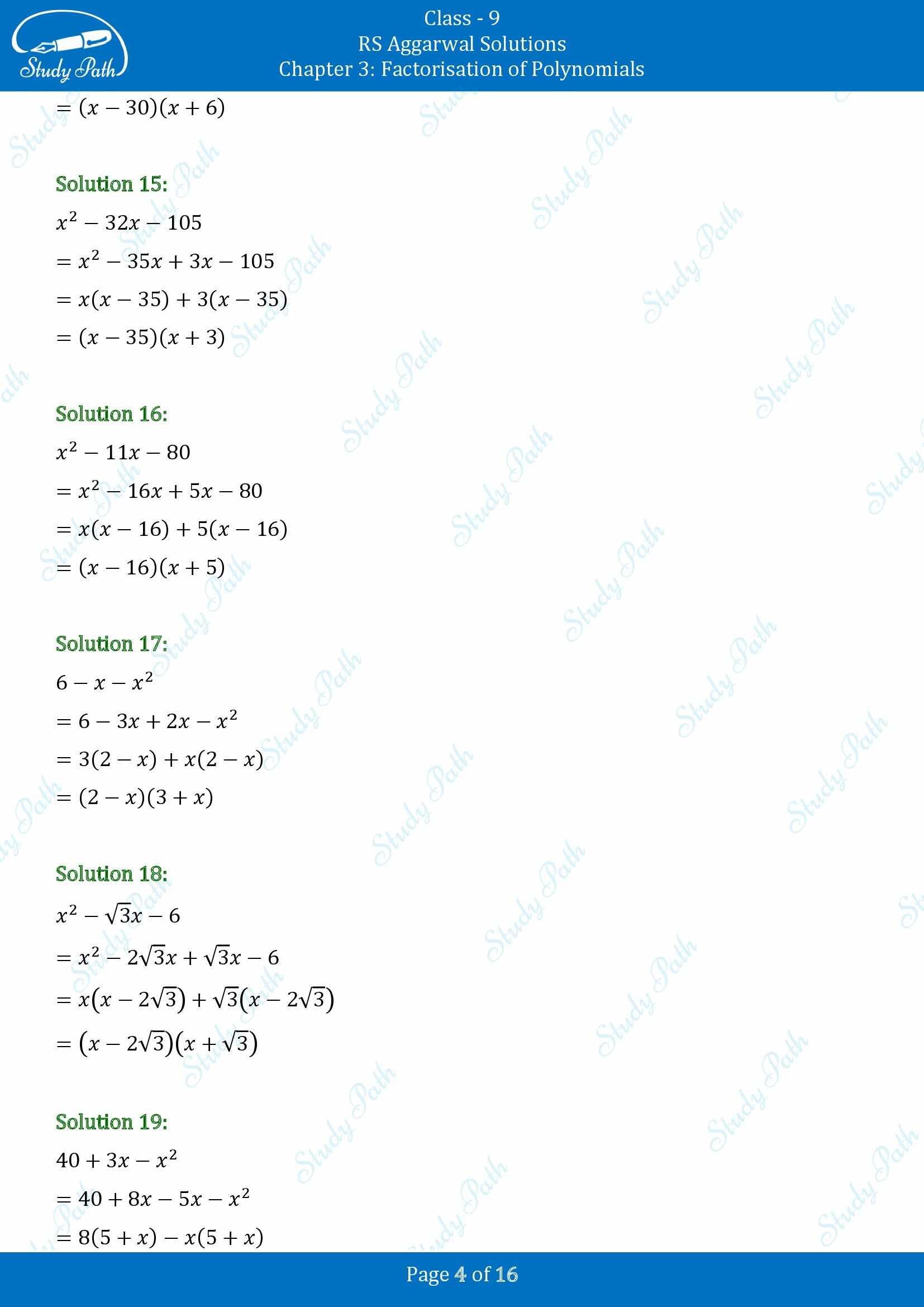 RS Aggarwal Solutions Class 9 Chapter 3 Factorisation of Polynomials Exercise 3C 00004