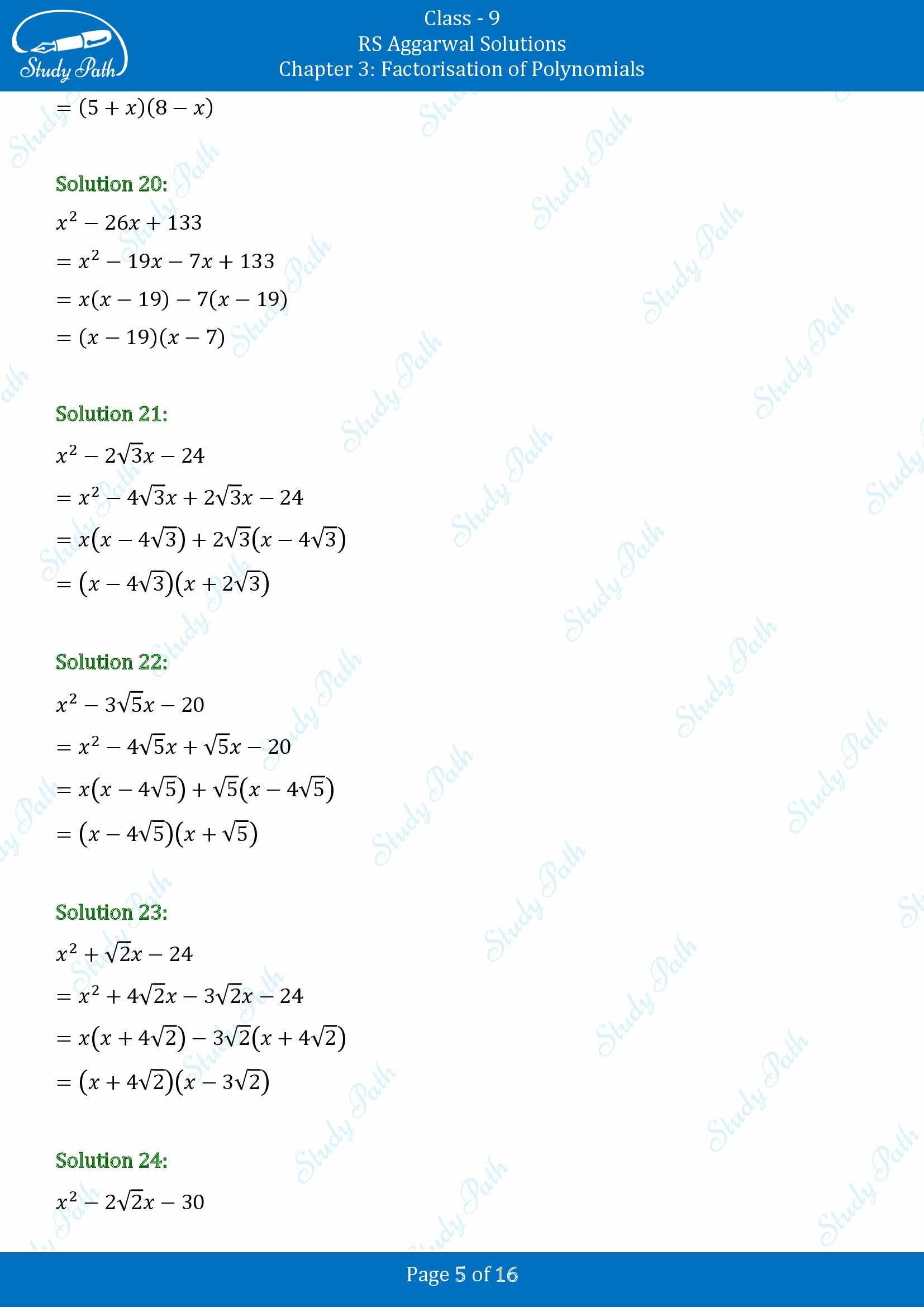 RS Aggarwal Solutions Class 9 Chapter 3 Factorisation of Polynomials Exercise 3C 00005