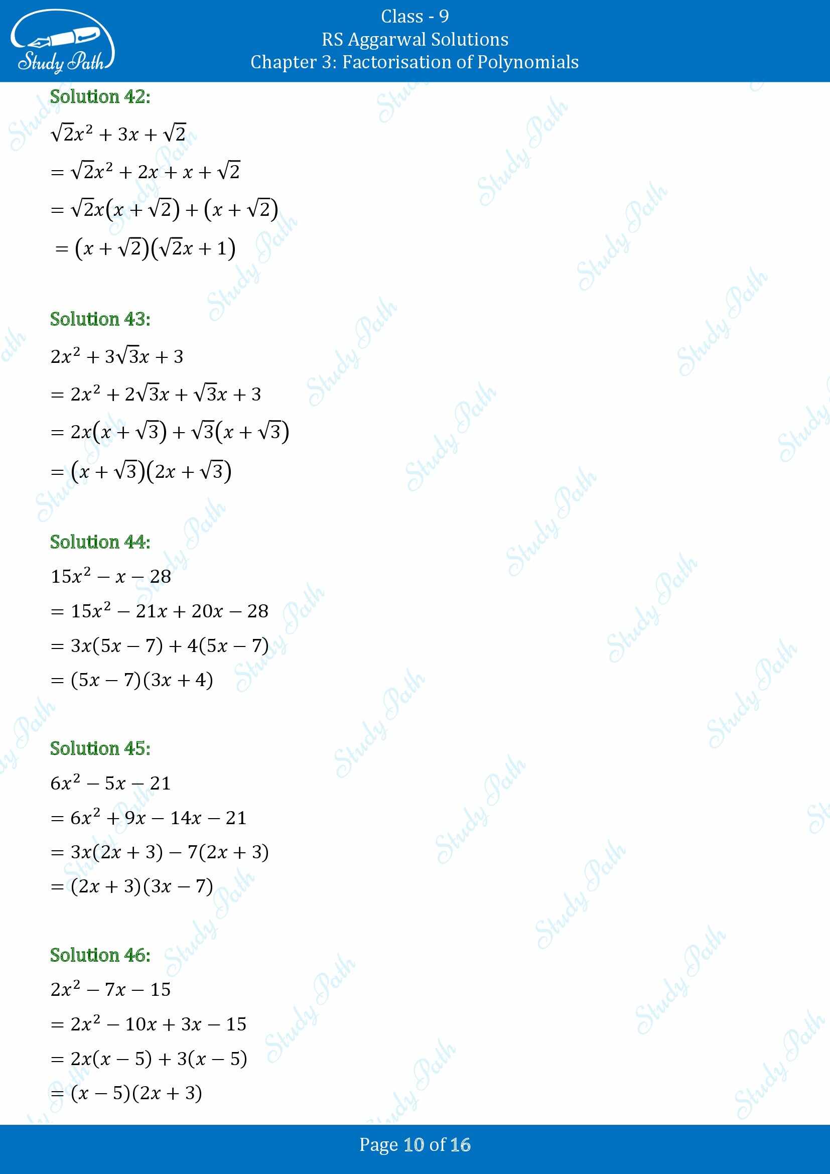 RS Aggarwal Solutions Class 9 Chapter 3 Factorisation of Polynomials Exercise 3C 00010