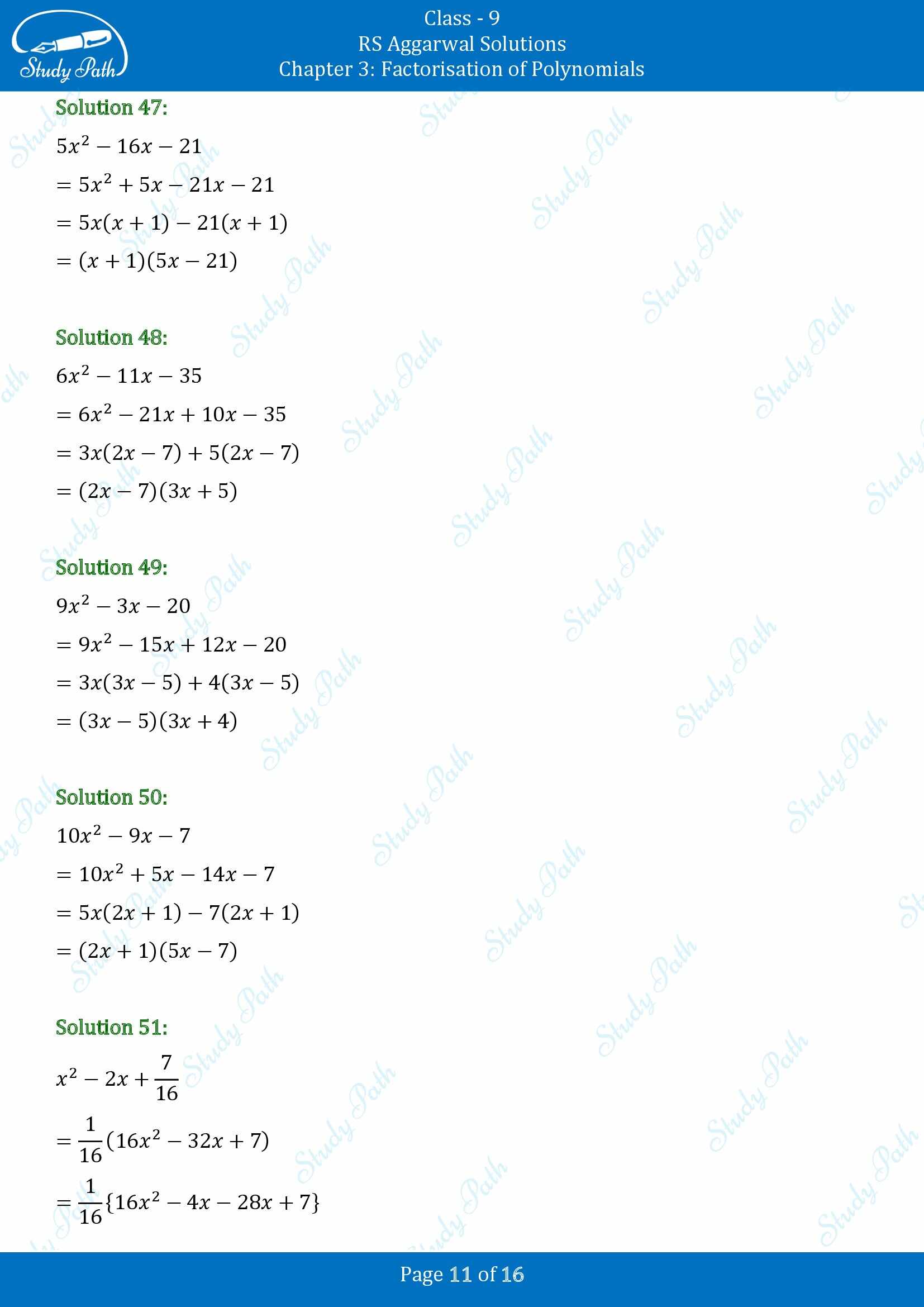 RS Aggarwal Solutions Class 9 Chapter 3 Factorisation of Polynomials Exercise 3C 00011