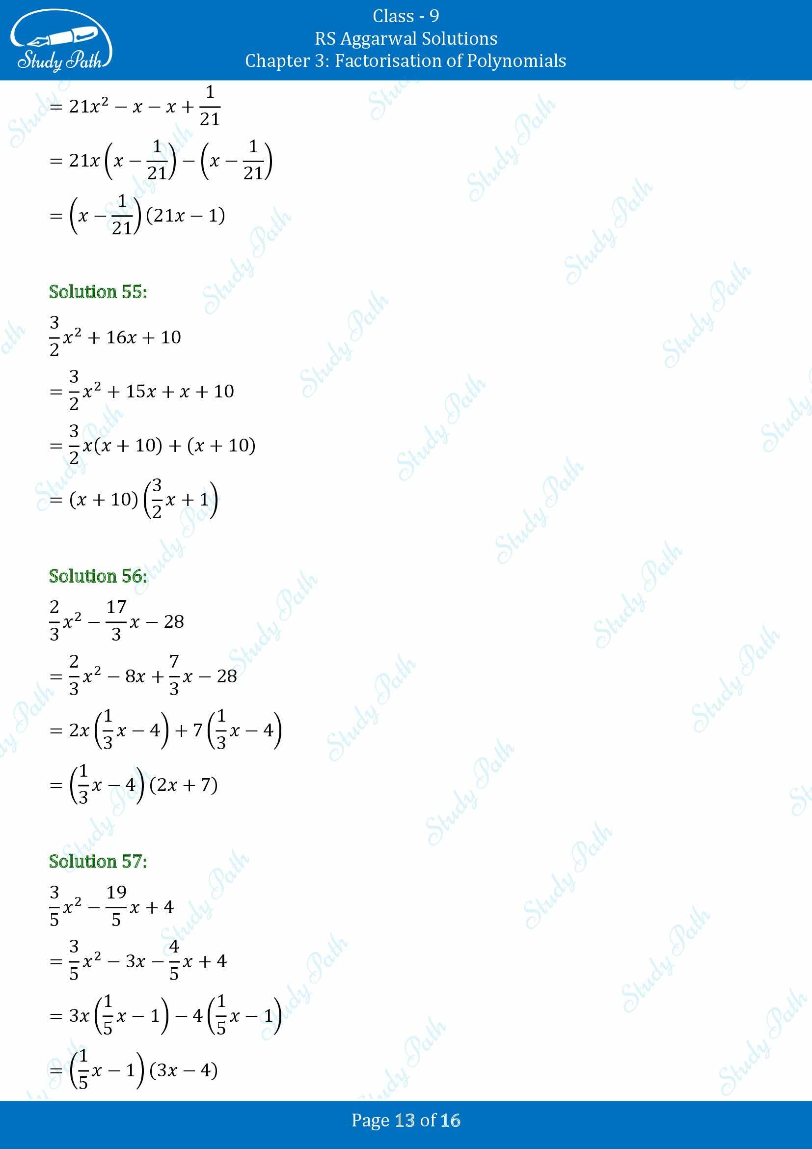 RS Aggarwal Solutions Class 9 Chapter 3 Factorisation of Polynomials Exercise 3C 00013