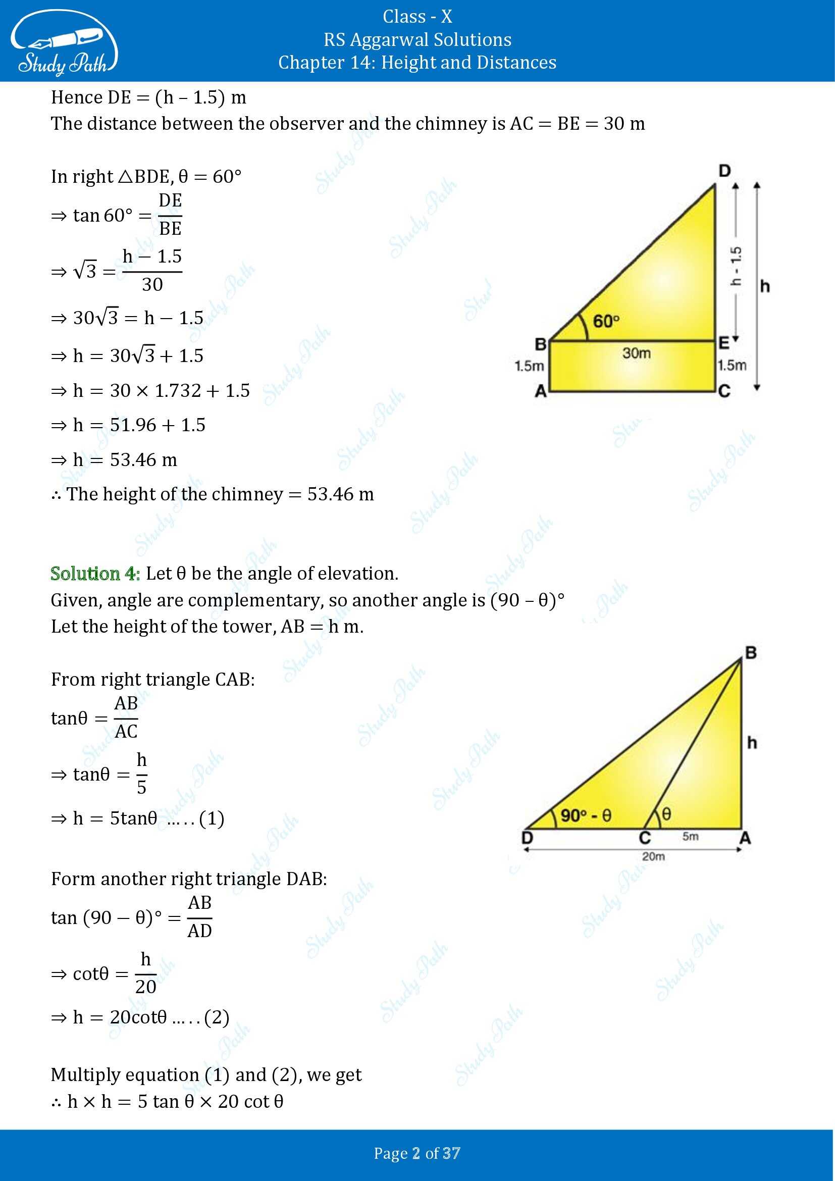 RS Aggarwal Solutions for Class 10 Chapter 14 Height and Distances Exercise 14 00002