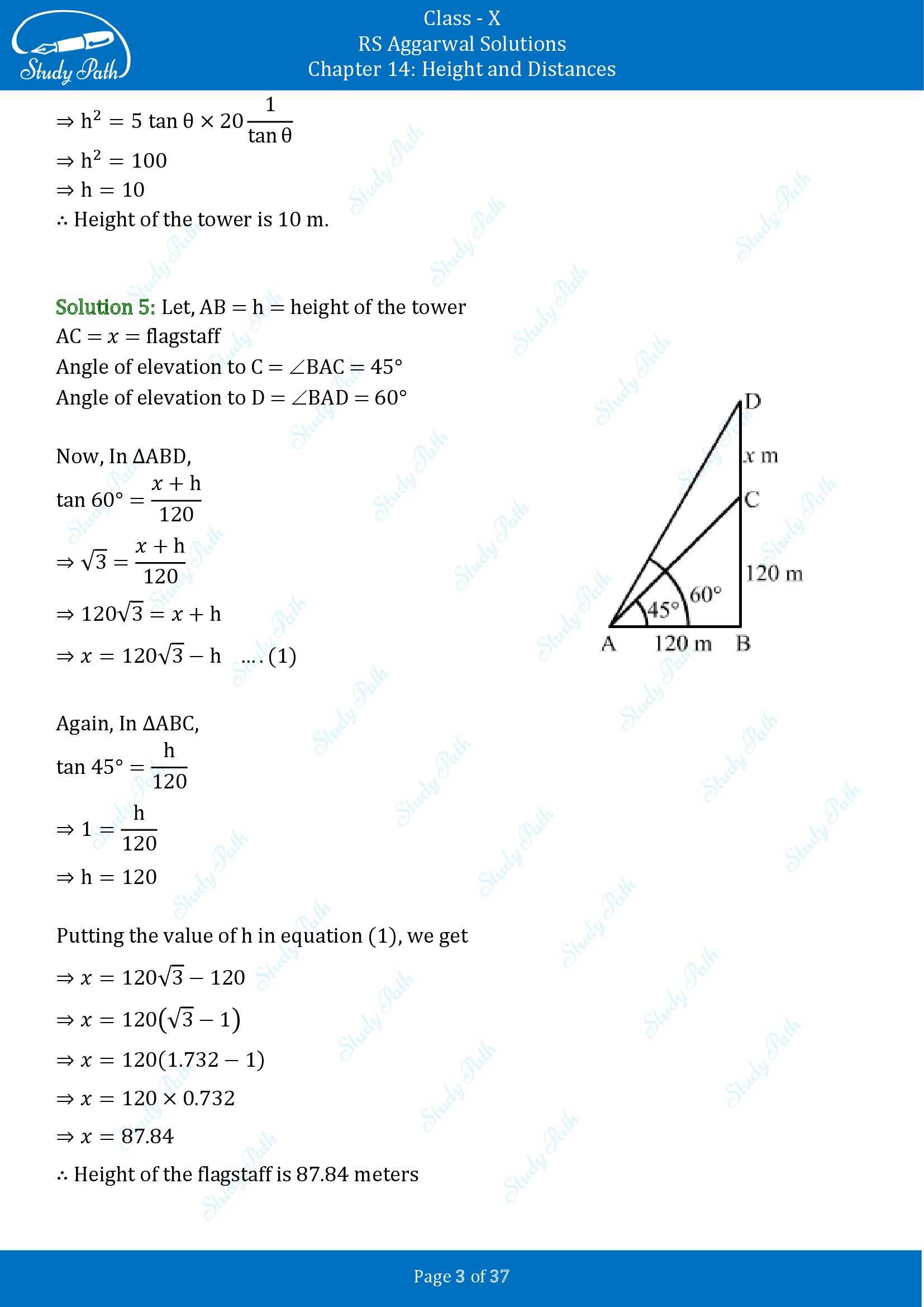 RS Aggarwal Solutions for Class 10 Chapter 14 Height and Distances Exercise 14 00003