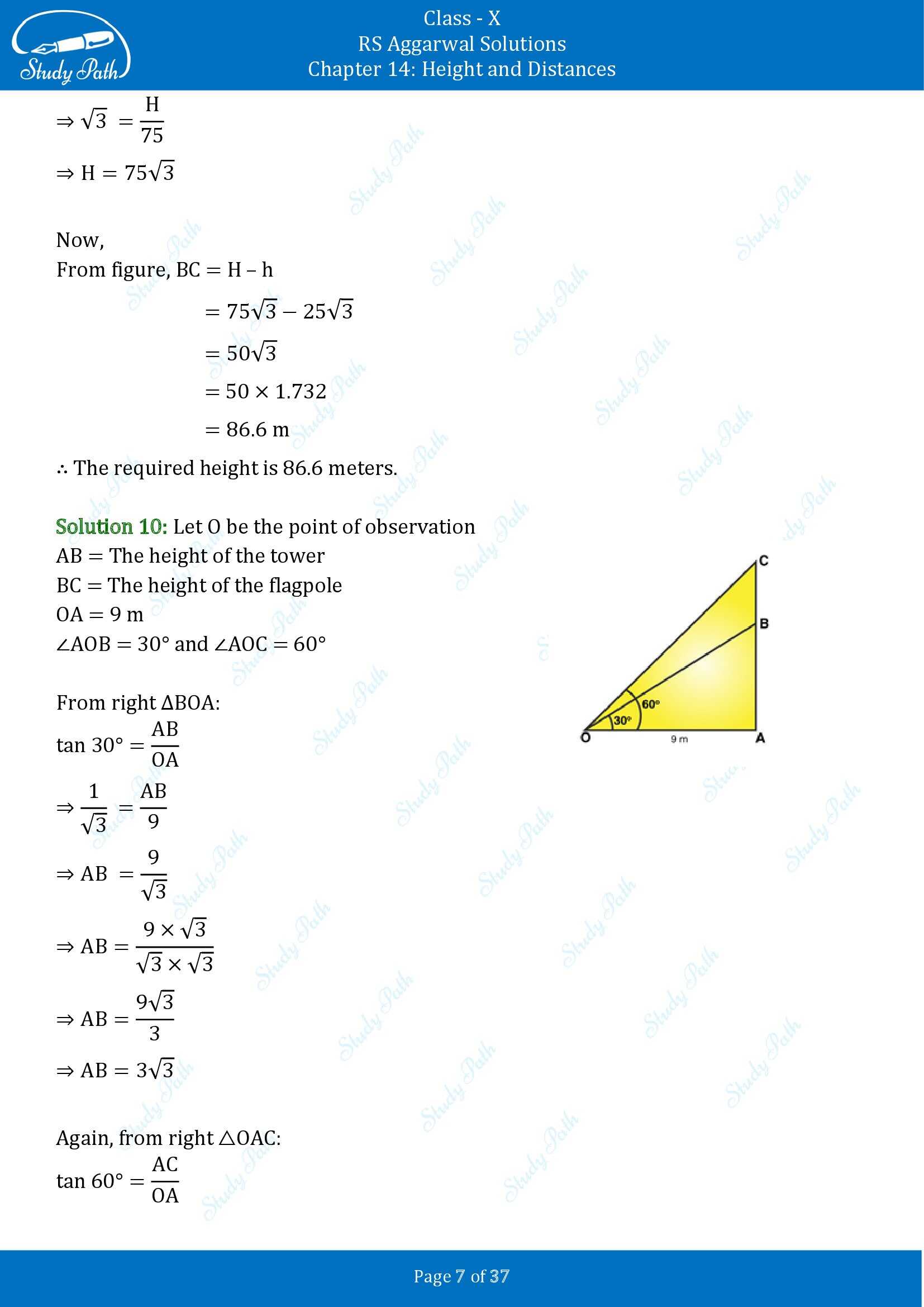 RS Aggarwal Solutions for Class 10 Chapter 14 Height and Distances Exercise 14 00007