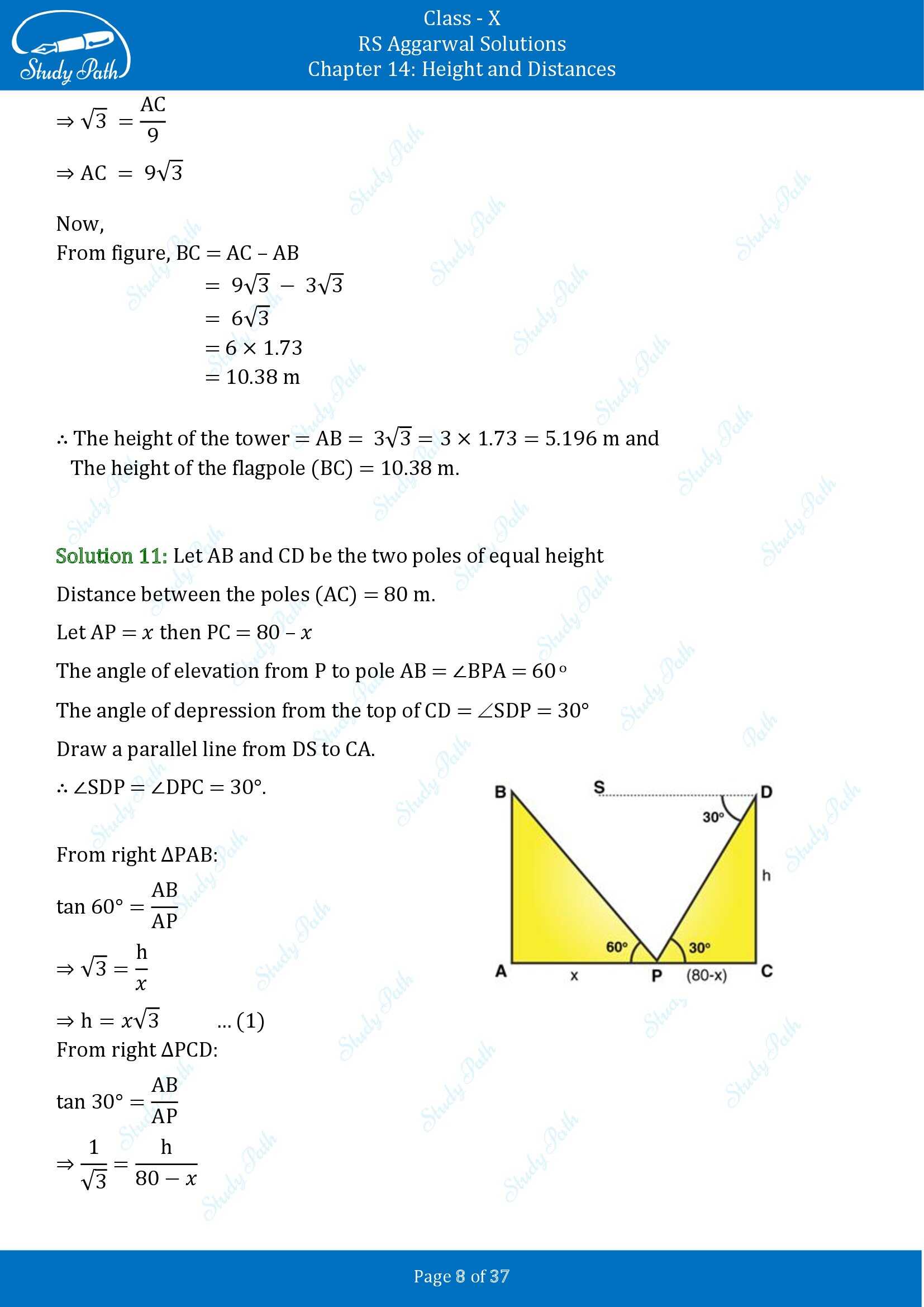 RS Aggarwal Solutions for Class 10 Chapter 14 Height and Distances Exercise 14 00008