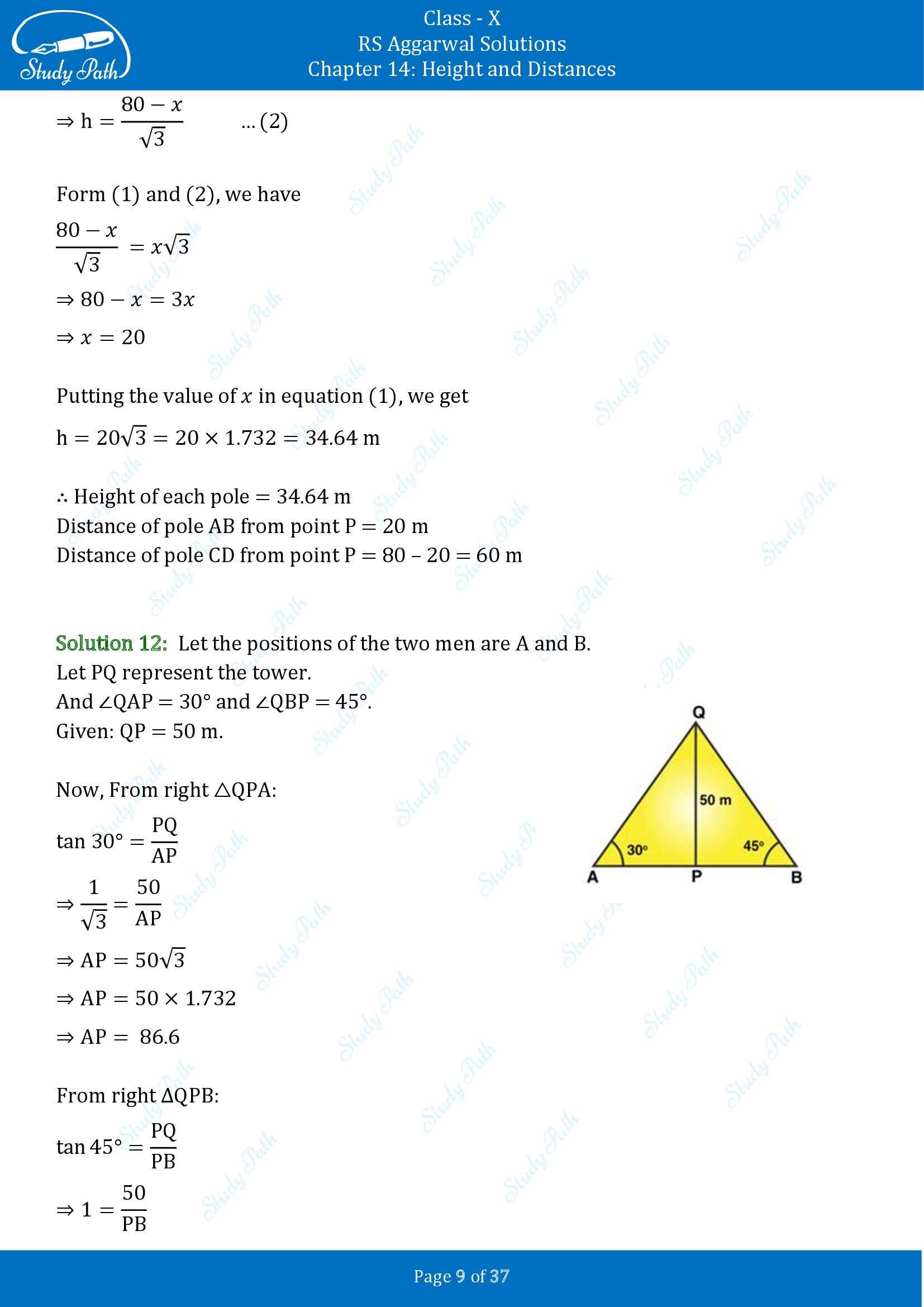 RS Aggarwal Solutions for Class 10 Chapter 14 Height and Distances Exercise 14 00009