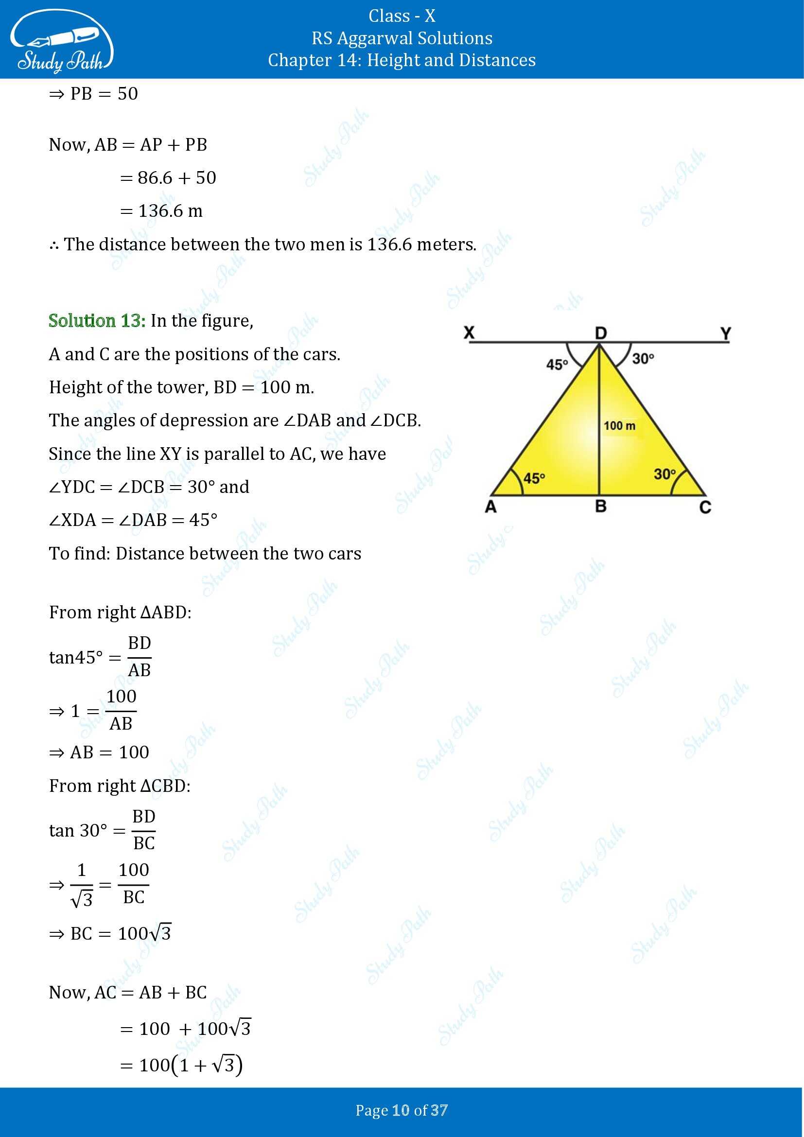 RS Aggarwal Solutions for Class 10 Chapter 14 Height and Distances Exercise 14 00010