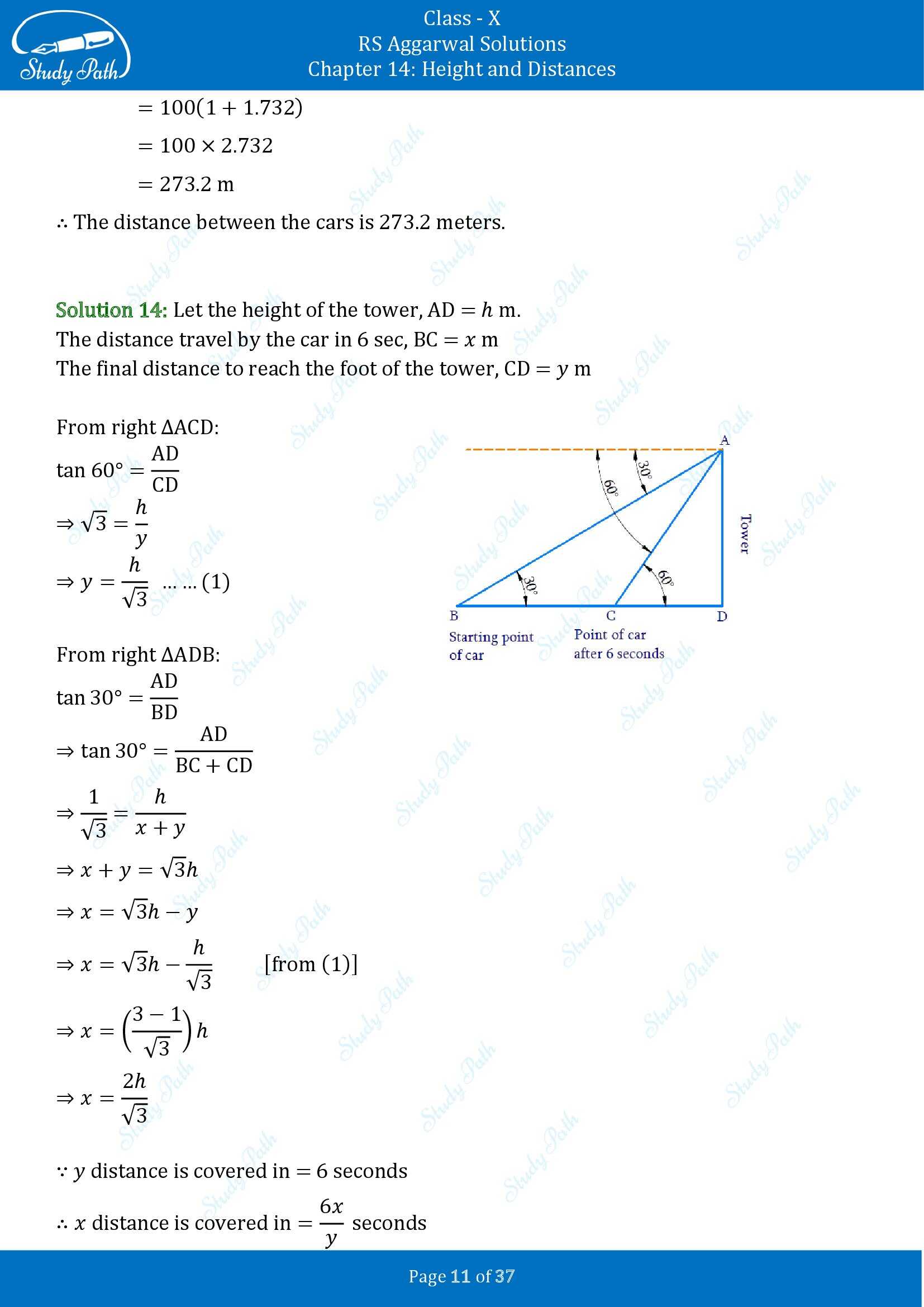 RS Aggarwal Solutions for Class 10 Chapter 14 Height and Distances Exercise 14 00011