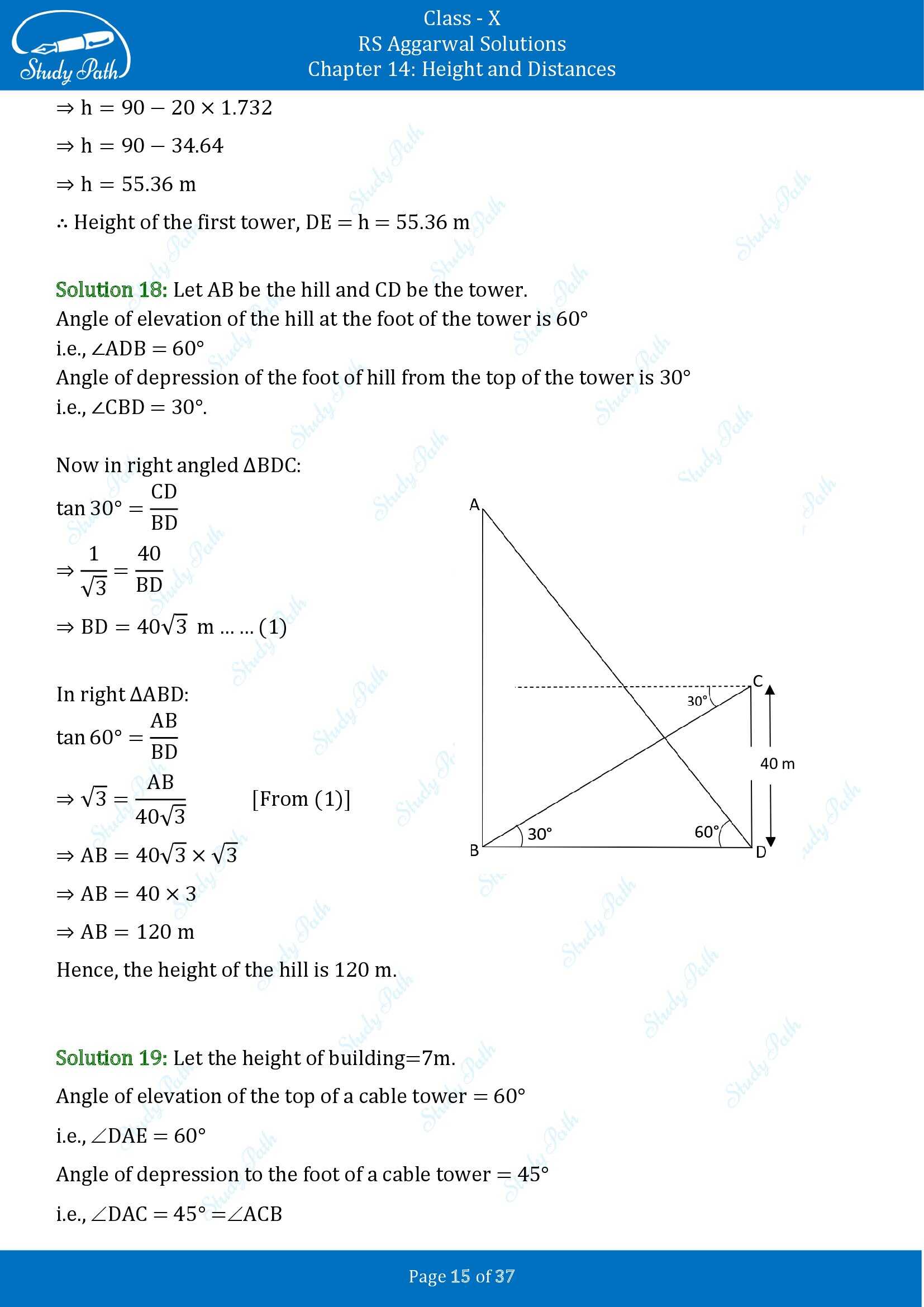 RS Aggarwal Solutions for Class 10 Chapter 14 Height and Distances Exercise 14 00015