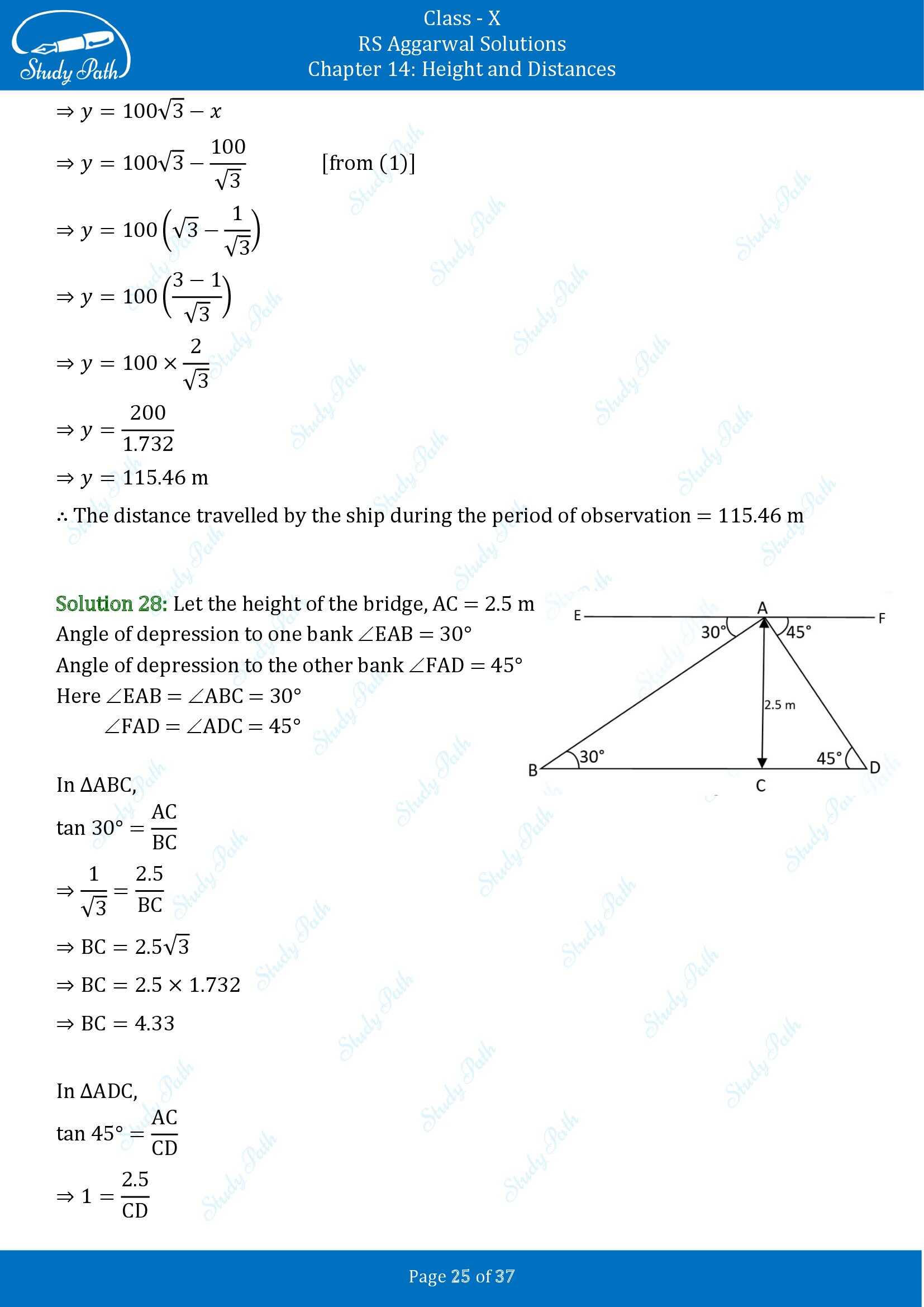 RS Aggarwal Solutions for Class 10 Chapter 14 Height and Distances Exercise 14 00025