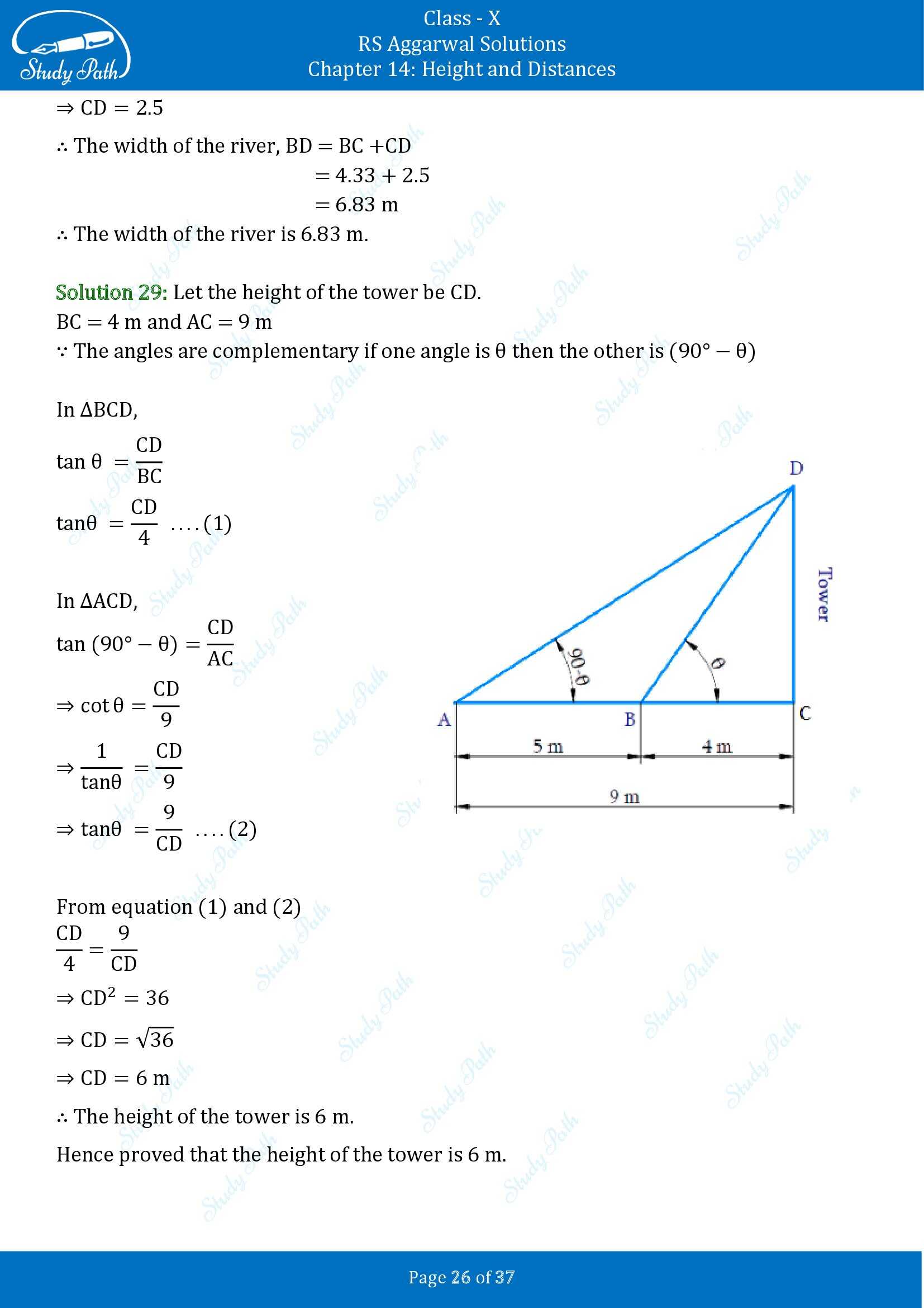 RS Aggarwal Solutions for Class 10 Chapter 14 Height and Distances Exercise 14 00026