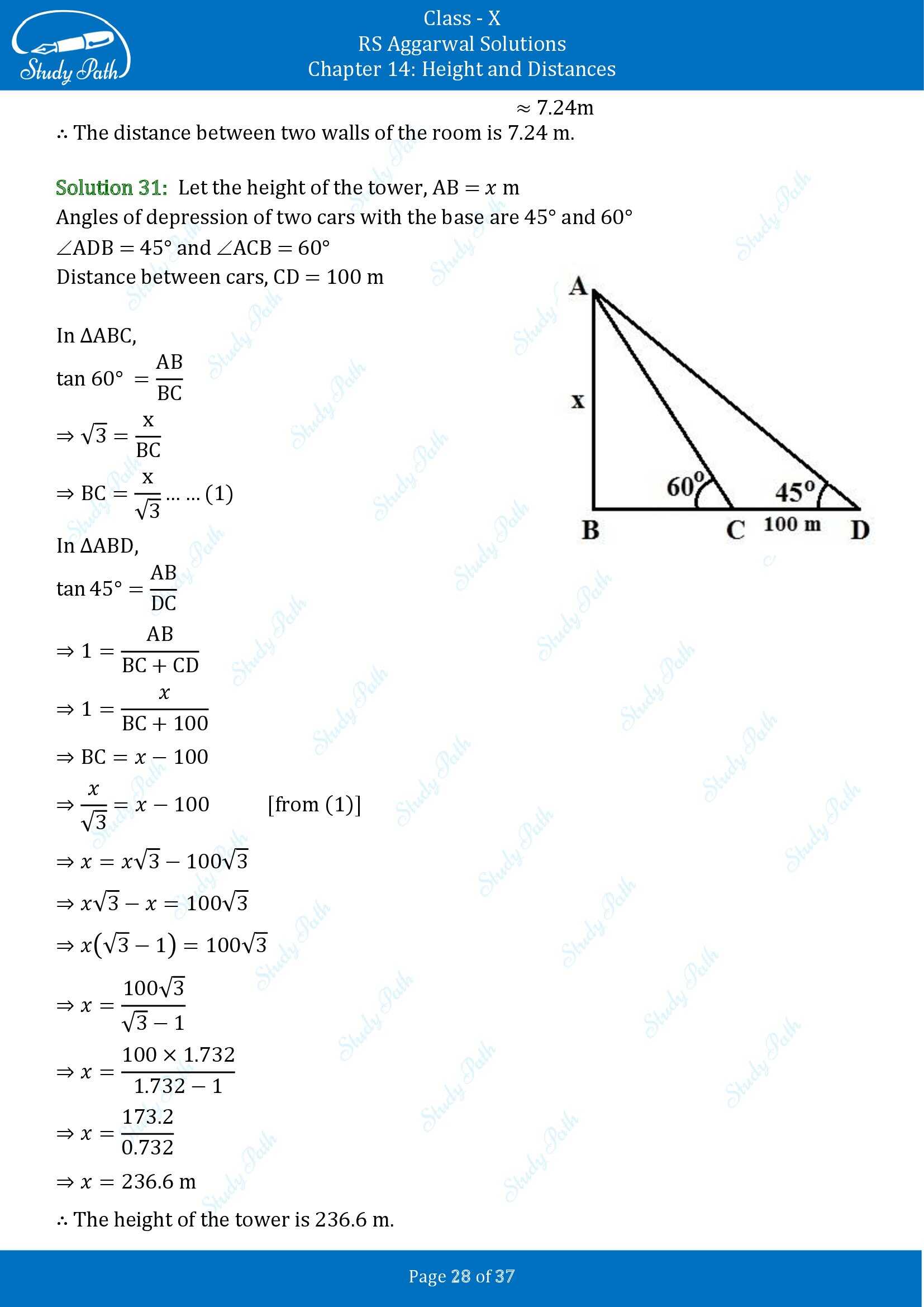 RS Aggarwal Solutions for Class 10 Chapter 14 Height and Distances Exercise 14 00028