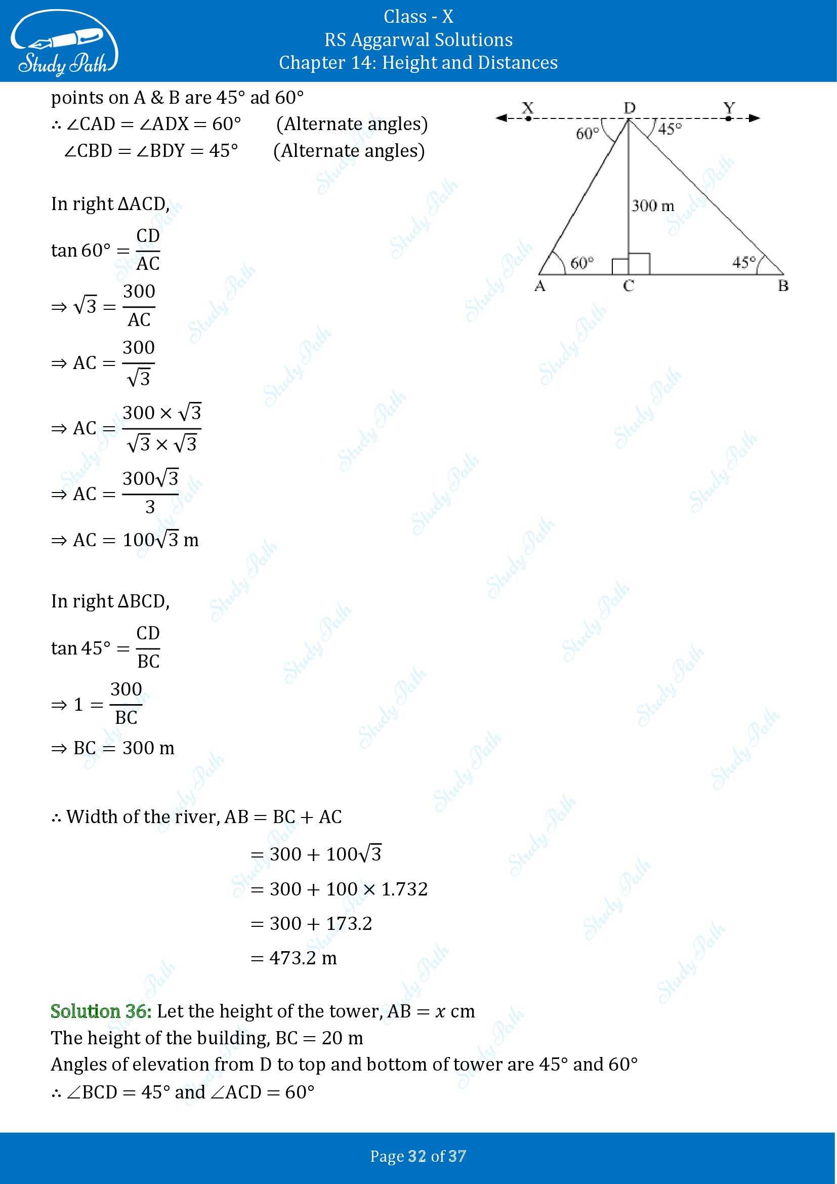 RS Aggarwal Solutions for Class 10 Chapter 14 Height and Distances Exercise 14 00032