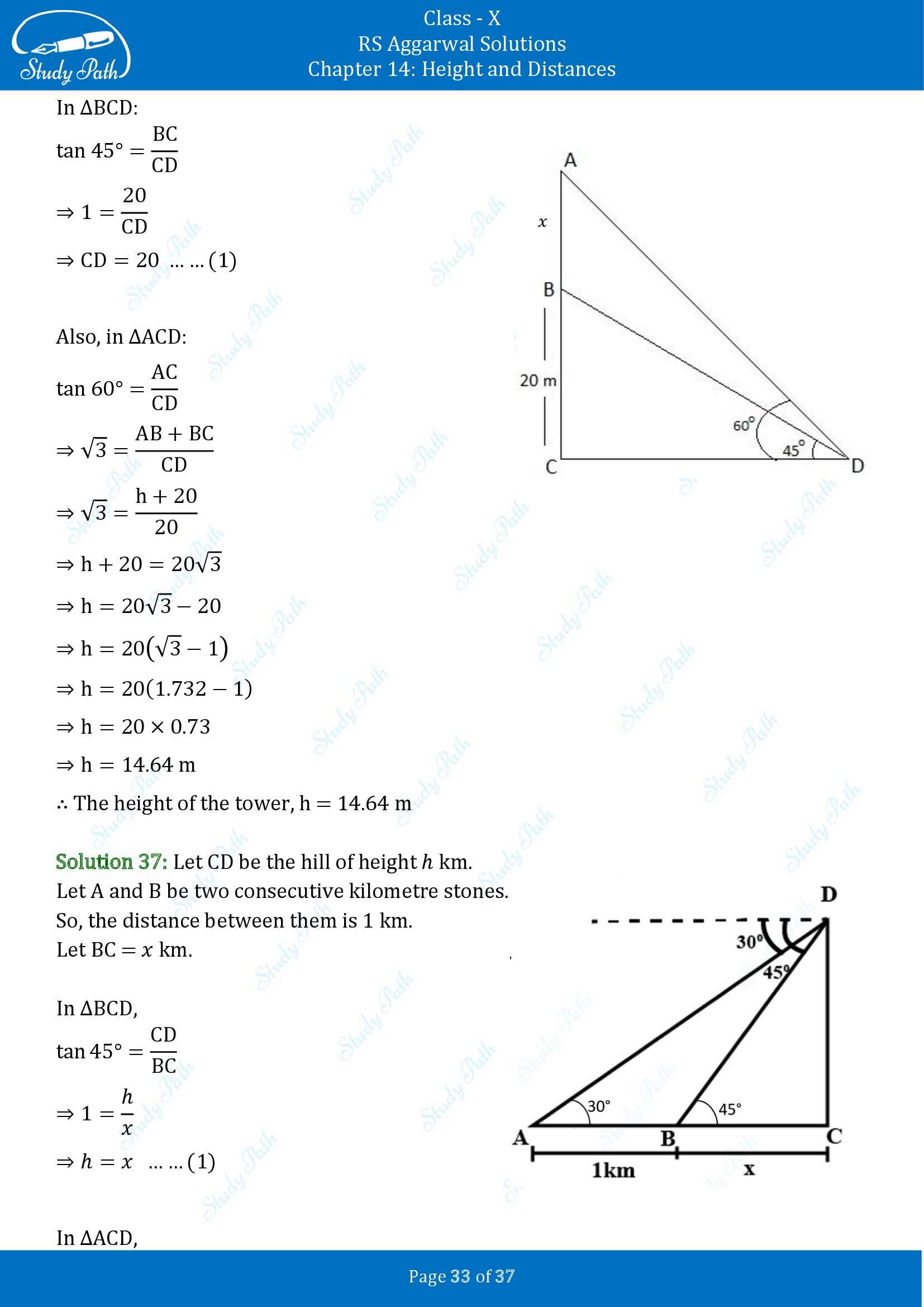 RS Aggarwal Solutions for Class 10 Chapter 14 Height and Distances Exercise 14 00033