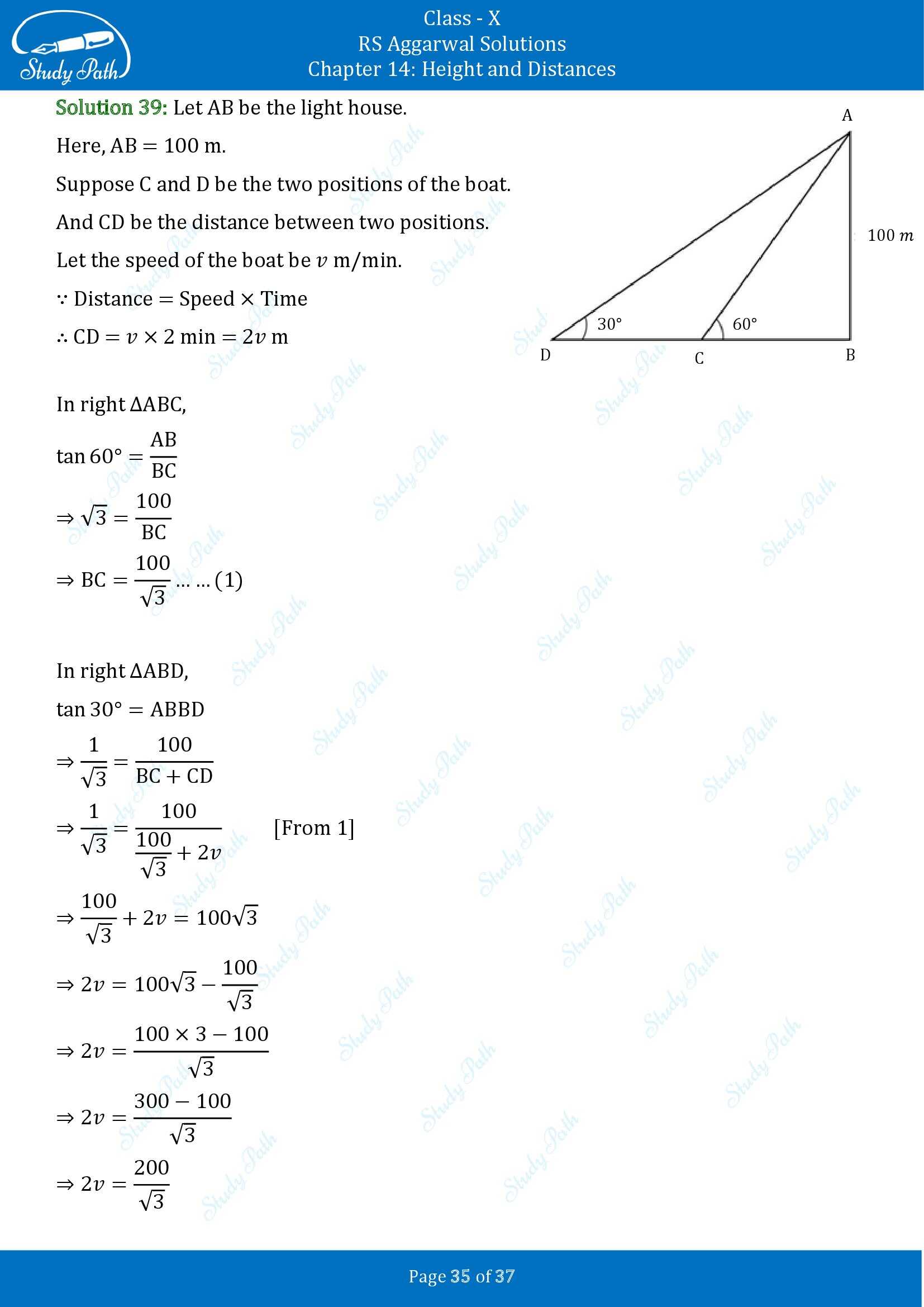 RS Aggarwal Solutions for Class 10 Chapter 14 Height and Distances Exercise 14 00035