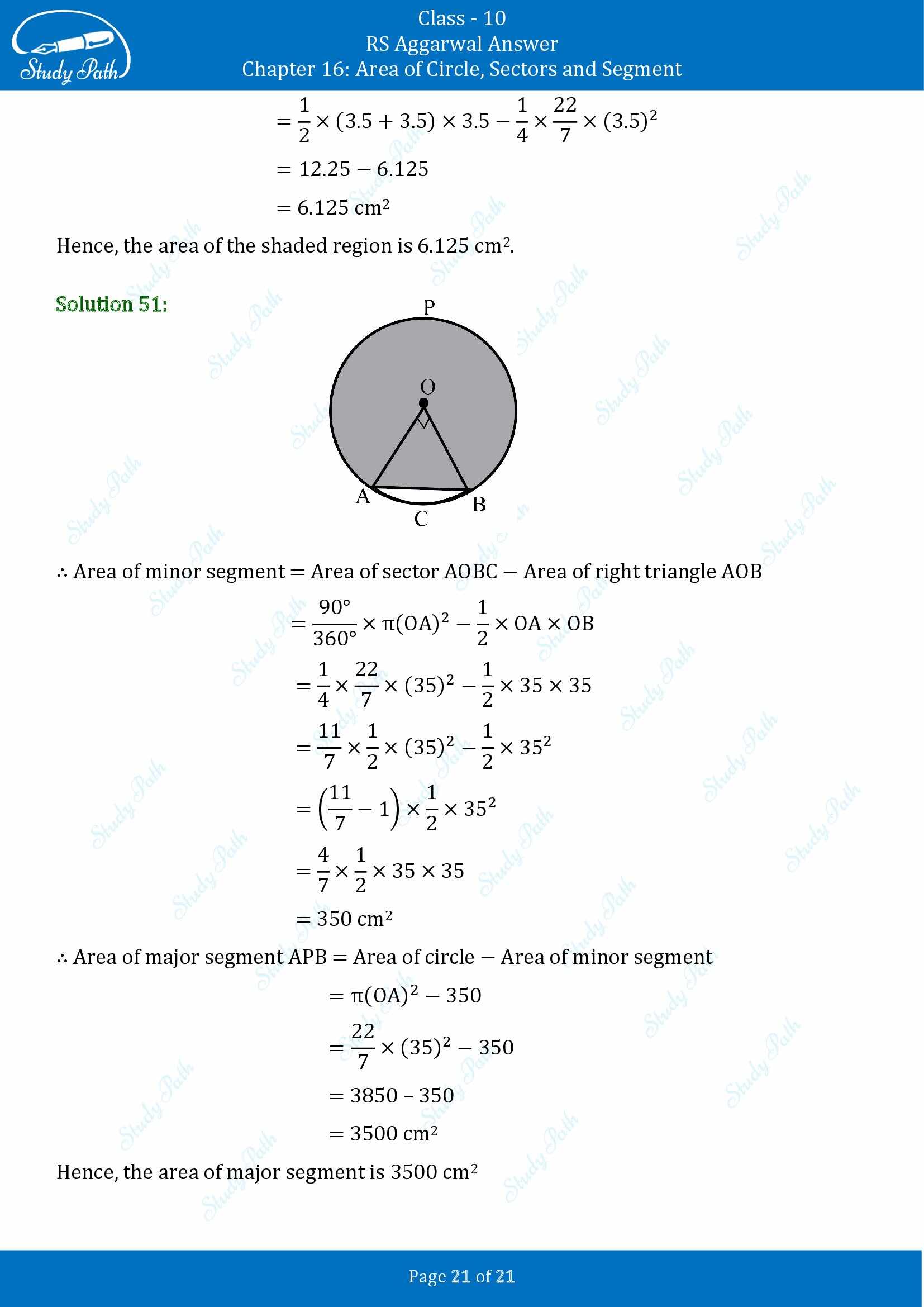 RS Aggarwal Solutions for Class 10 Chapter 16 Area of Circle Sector and Segment Exercise 16B 00021