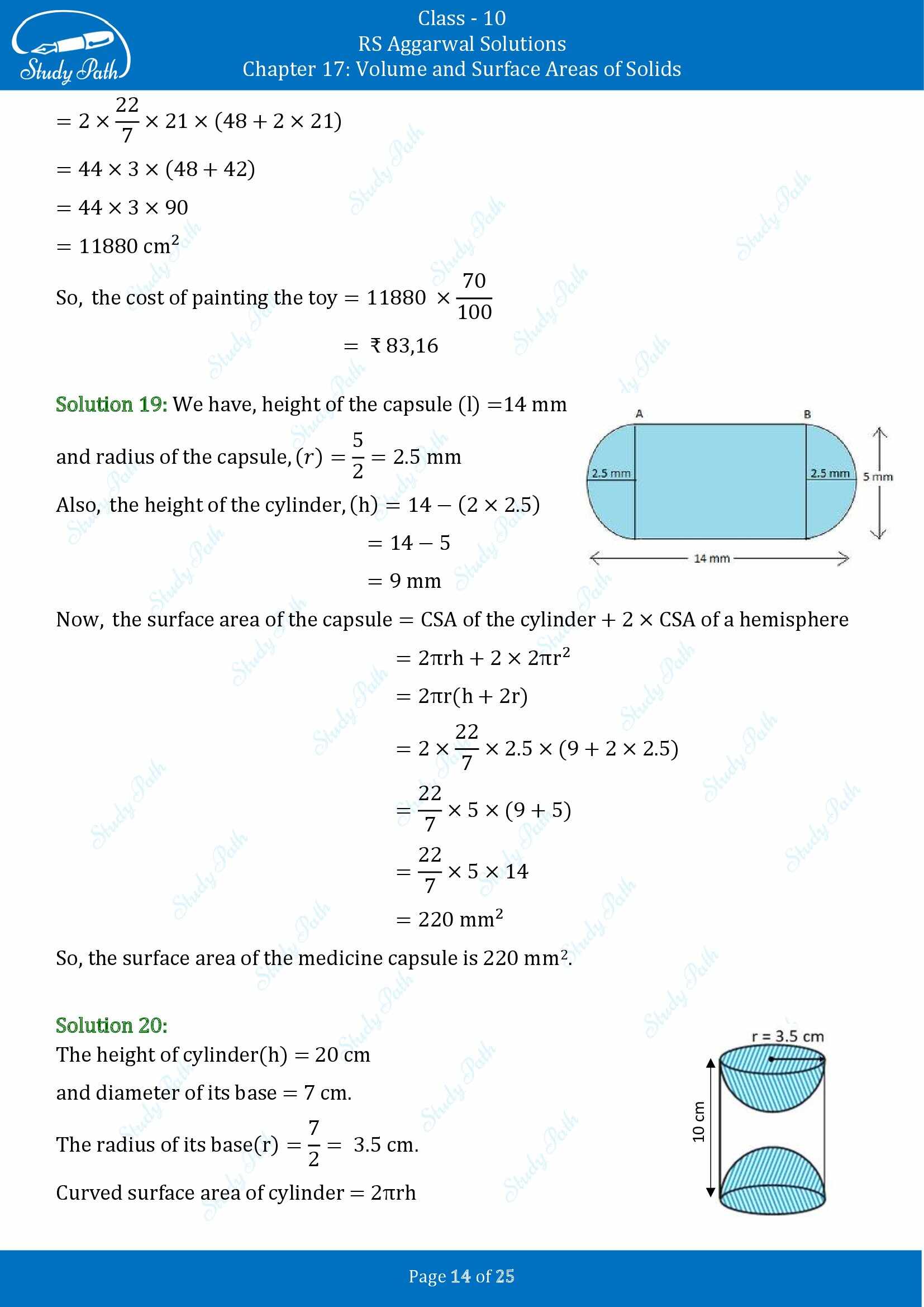 RS Aggarwal Solutions for Class 10 Chapter 17 Volume and Surface Areas of Solids Exercise 17A 00014
