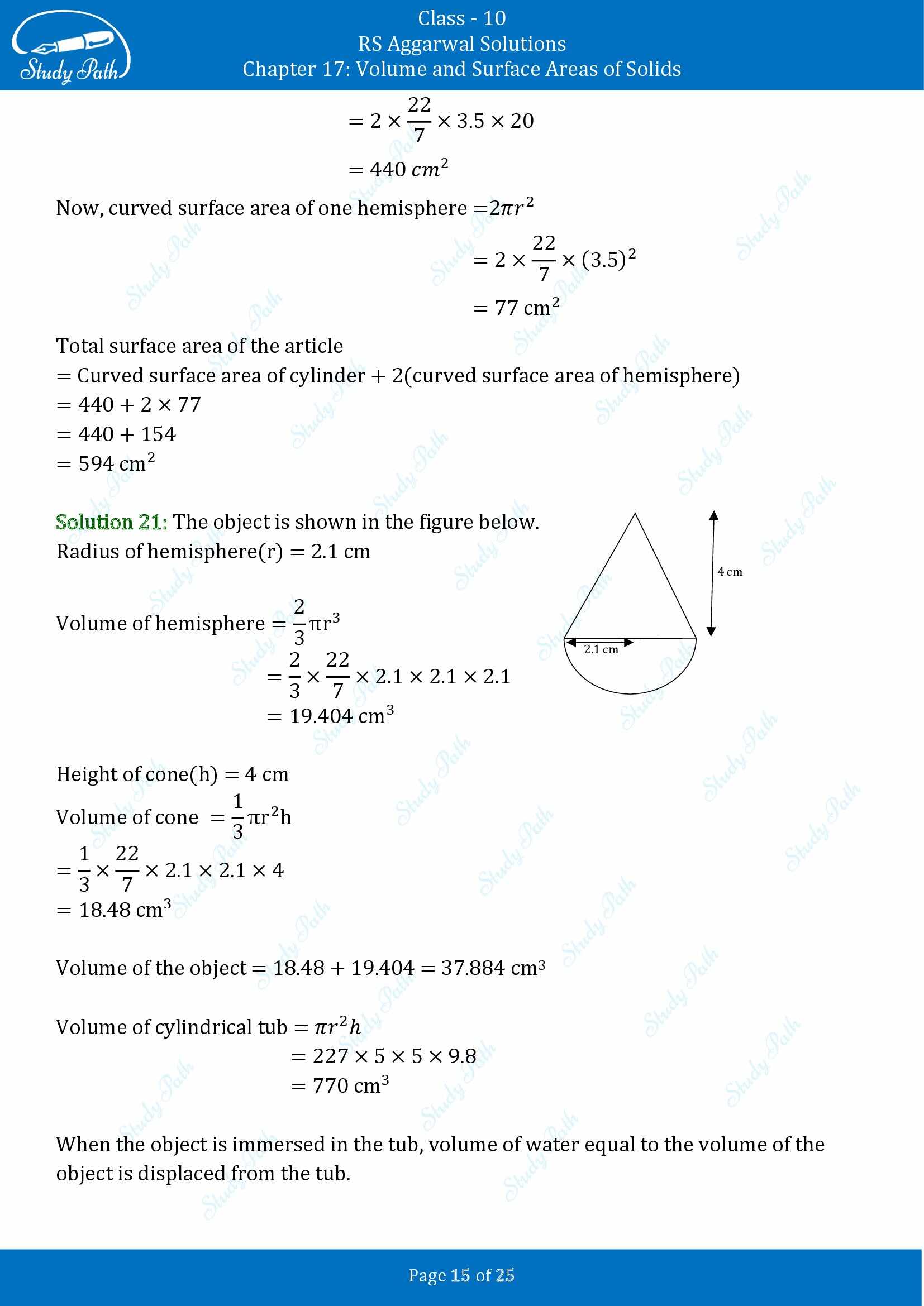 RS Aggarwal Solutions for Class 10 Chapter 17 Volume and Surface Areas of Solids Exercise 17A 00015