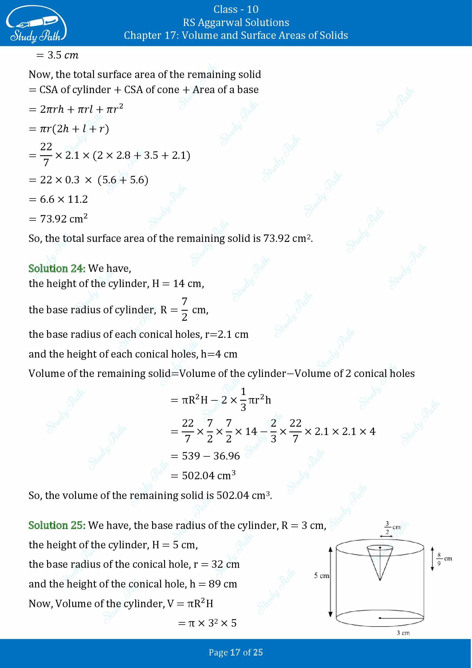 RS Aggarwal Solutions for Class 10 Chapter 17 Volume and Surface Areas of Solids Exercise 17A 00017