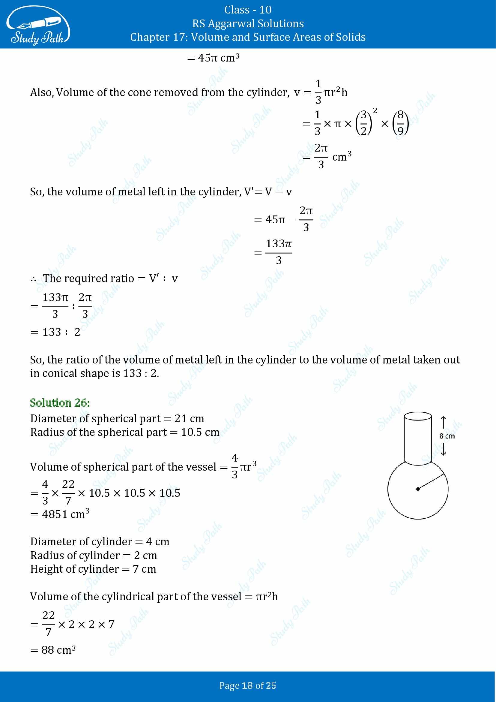 RS Aggarwal Solutions for Class 10 Chapter 17 Volume and Surface Areas of Solids Exercise 17A 00018
