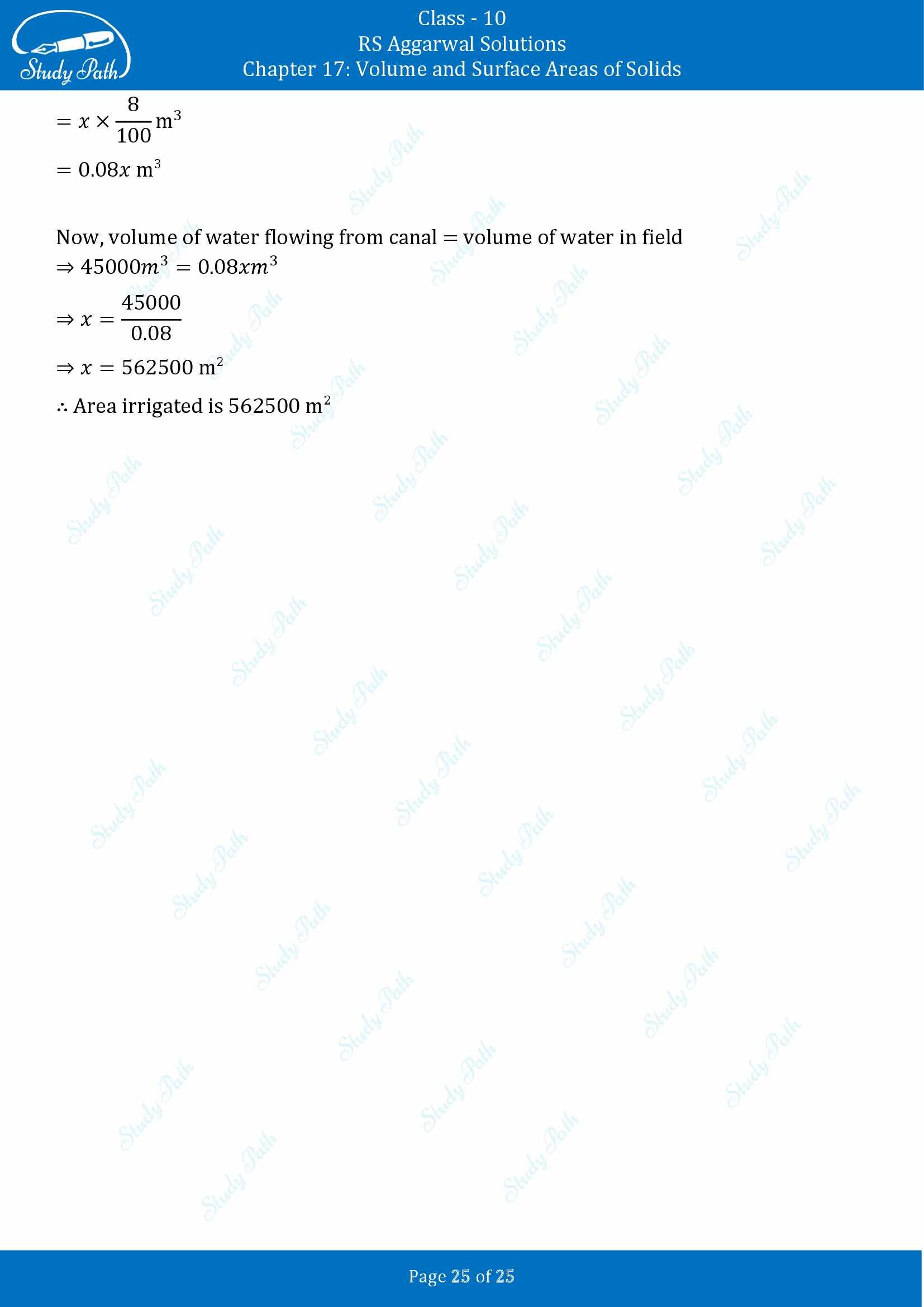 RS Aggarwal Solutions for Class 10 Chapter 17 Volume and Surface Areas of Solids Exercise 17A 00025