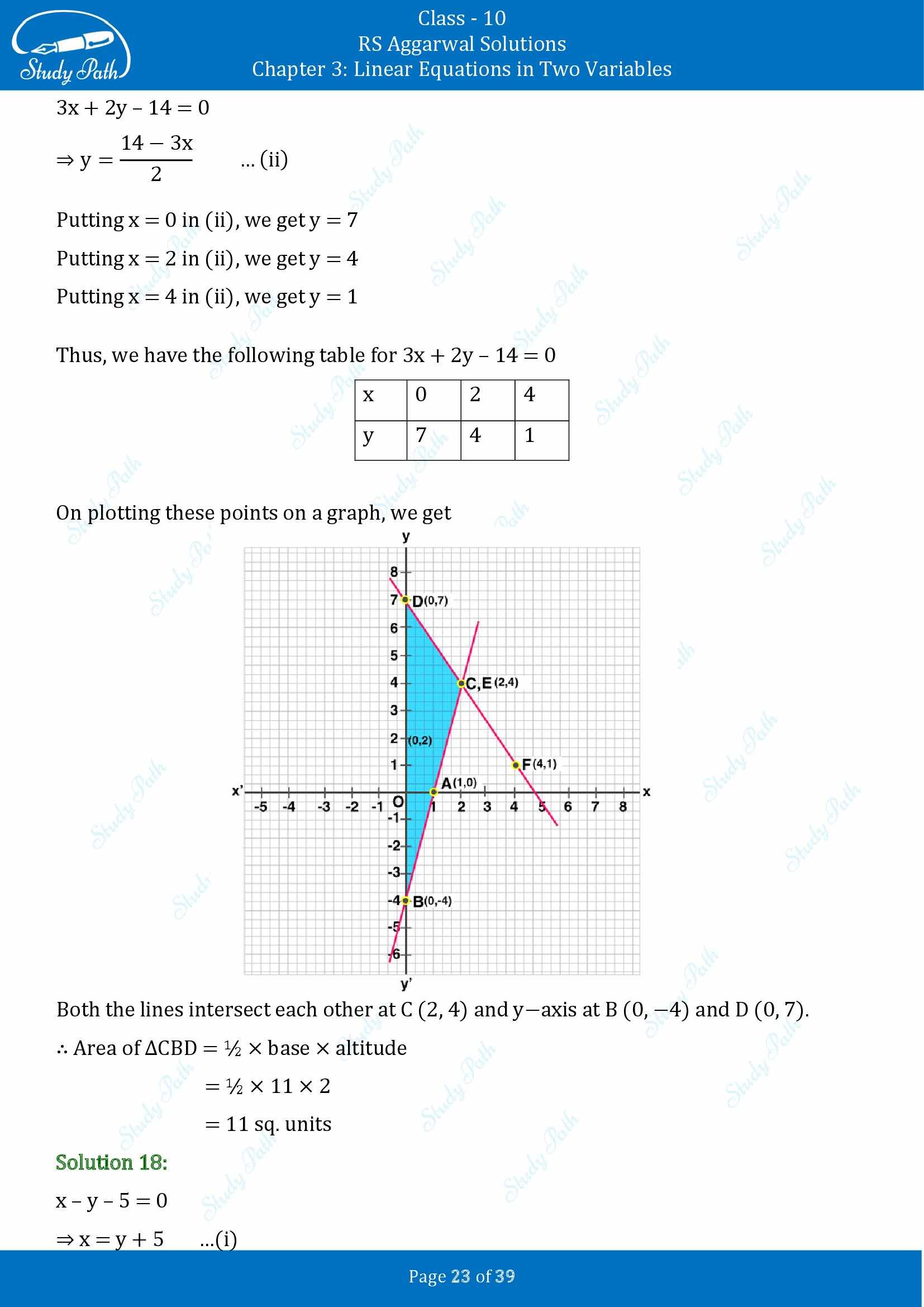 RS Aggarwal Solutions for Class 10 Chapter 3 Linear Equations in Two Variables Exercise 3A 00023