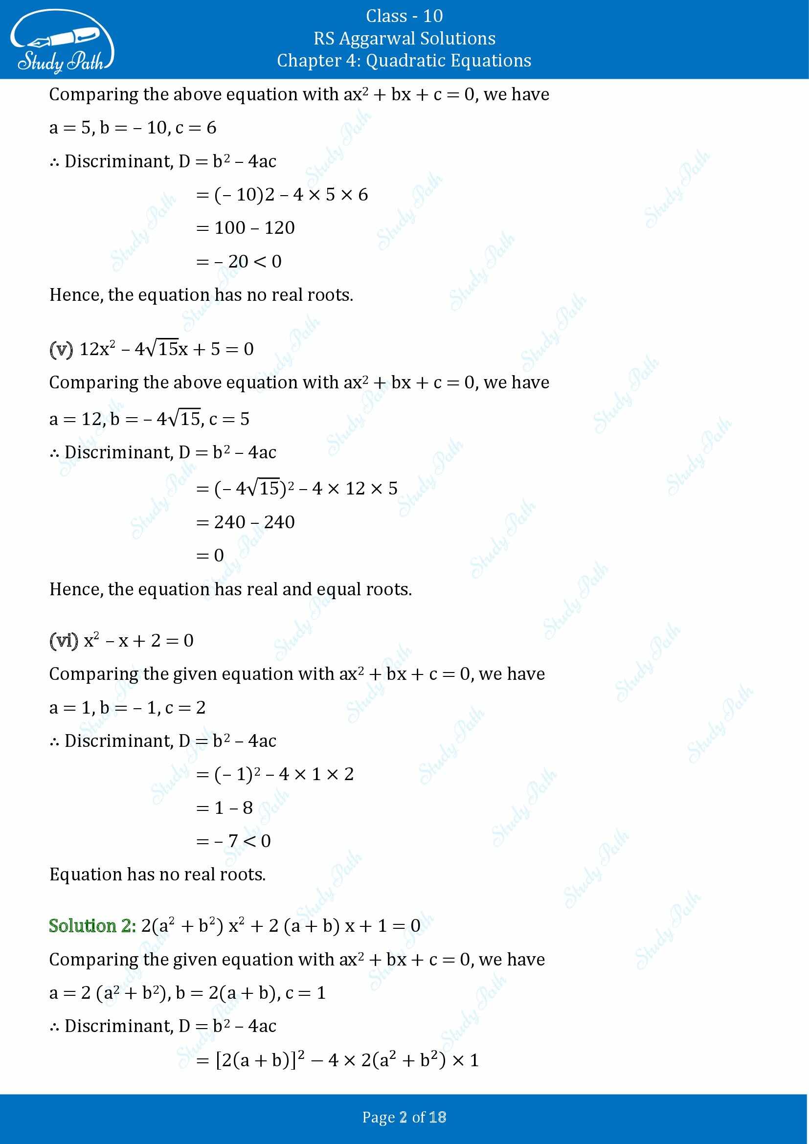 RS Aggarwal Solutions for Class 10 Chapter 4 Quadratic Equations Exercise 4C 00002
