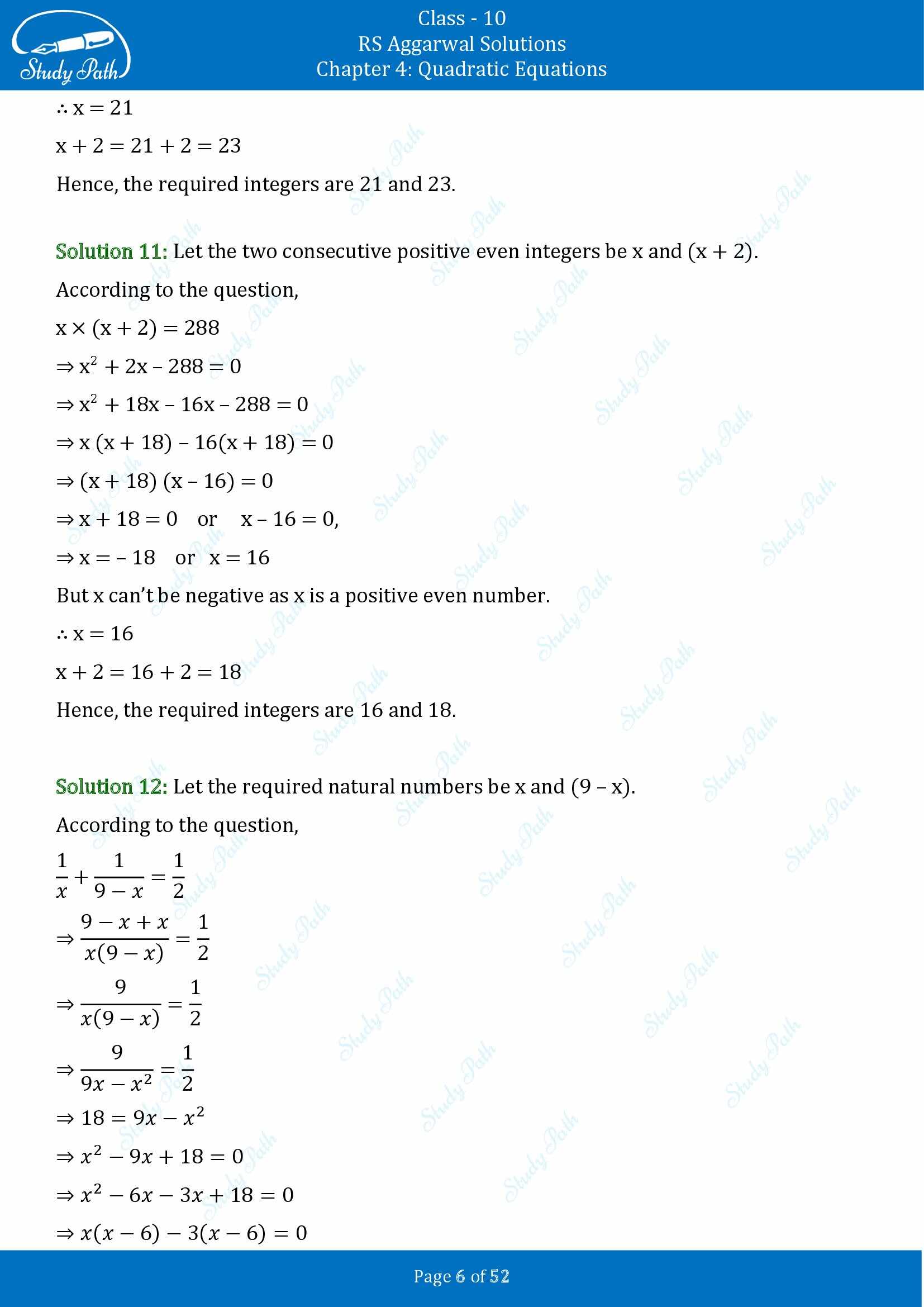 RS Aggarwal Solutions for Class 10 Chapter 4 Quadratic Equations Exercise 4D 00006