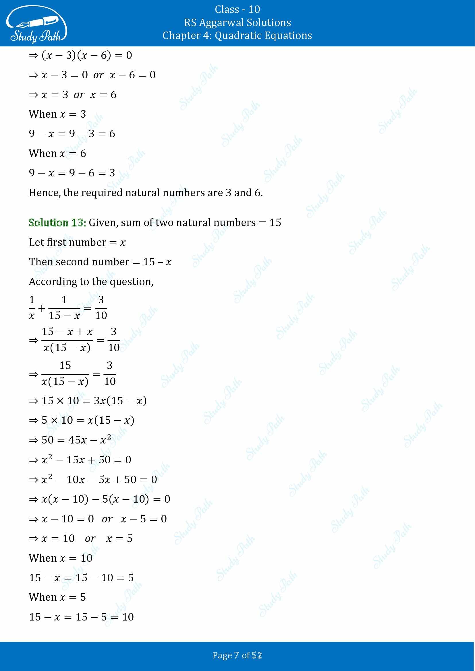 RS Aggarwal Solutions for Class 10 Chapter 4 Quadratic Equations Exercise 4D 00007