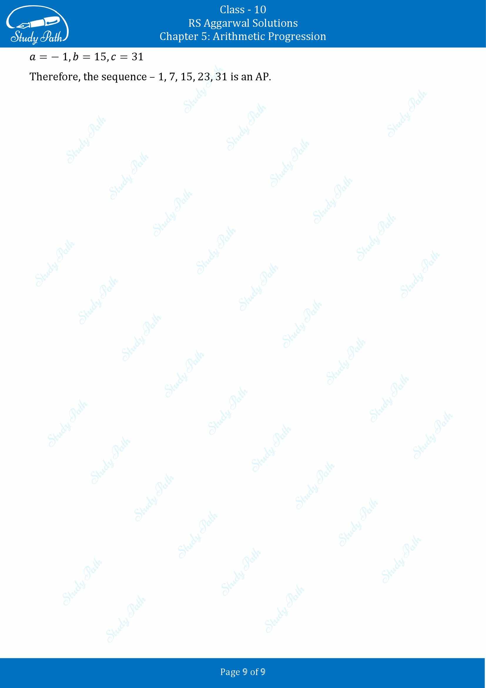 RS Aggarwal Solutions for Class 10 Chapter 5 Arithmetic Progression Exercise 5B 00009